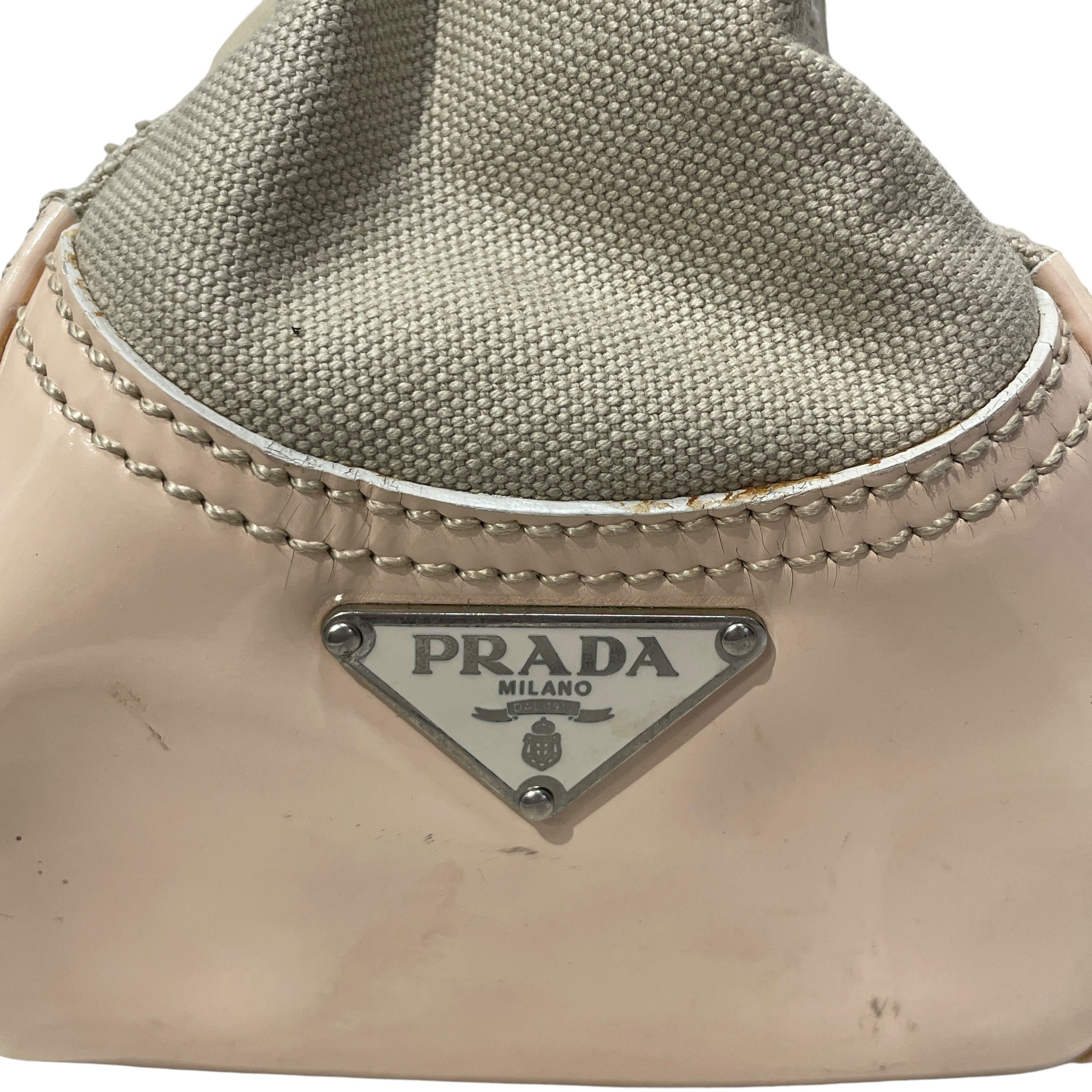 PRADA/Hand Bag/Cotton/CRM/BUCKLE/PALE PINK ACCENTS view 4