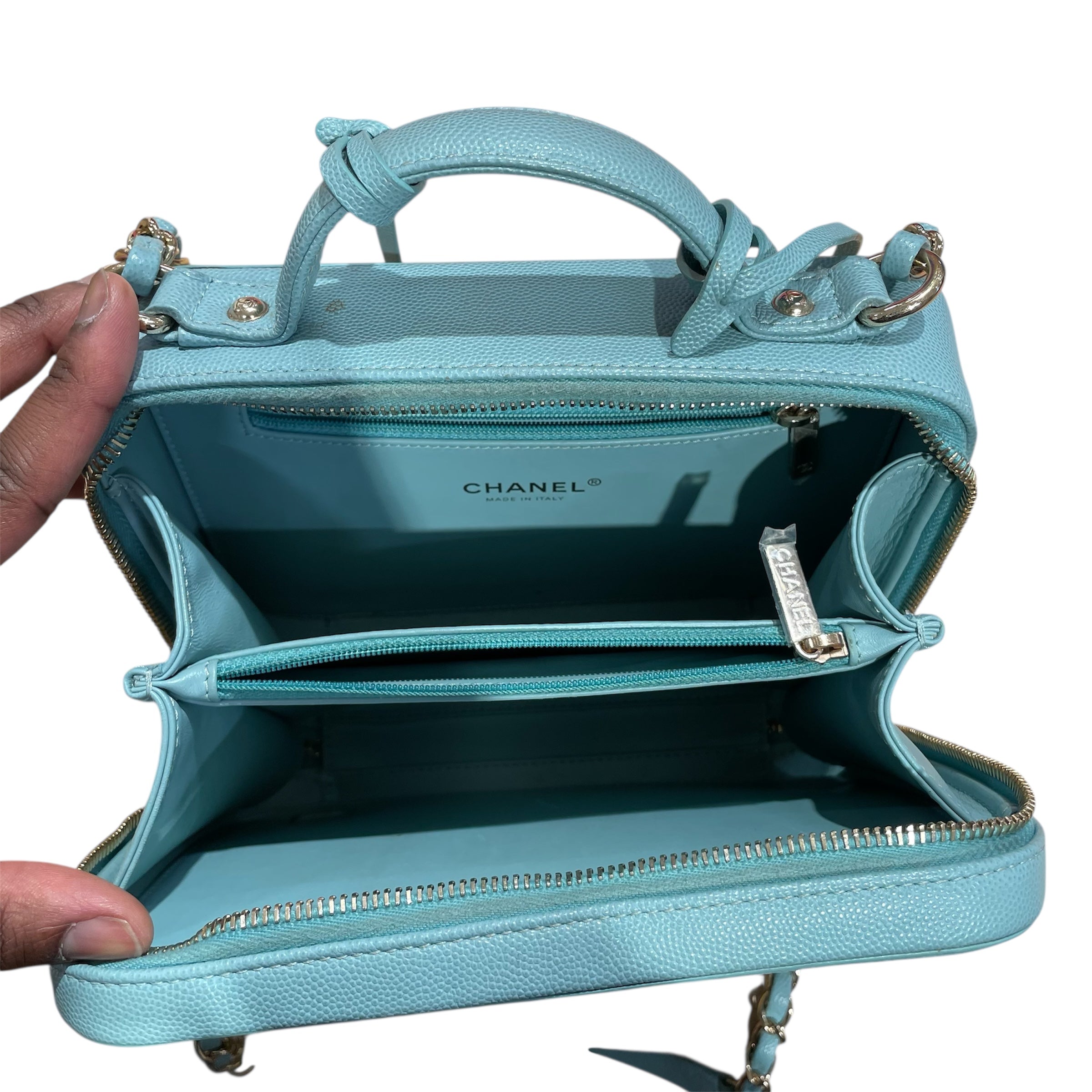 CHANEL/Cross Body Bag/BLU/VANITY CASE PALE BLUE view 8