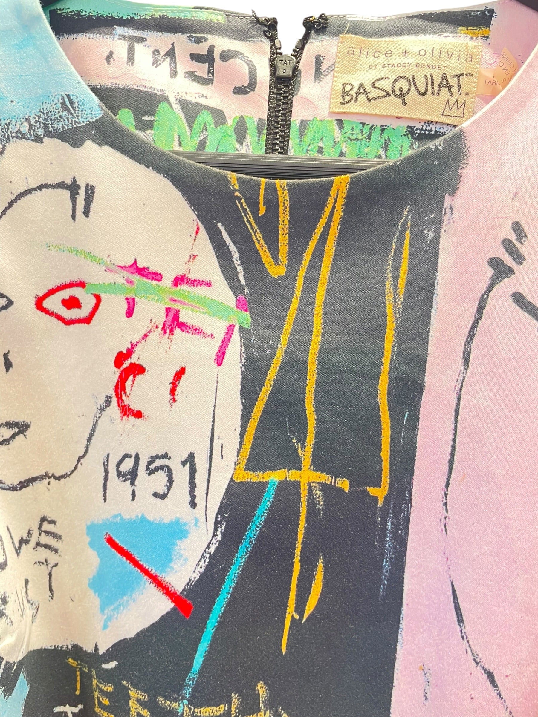 alice+olivia/SS Dress/2/All Over Print/Nylon/MLT/Basquiat Abstract view 2