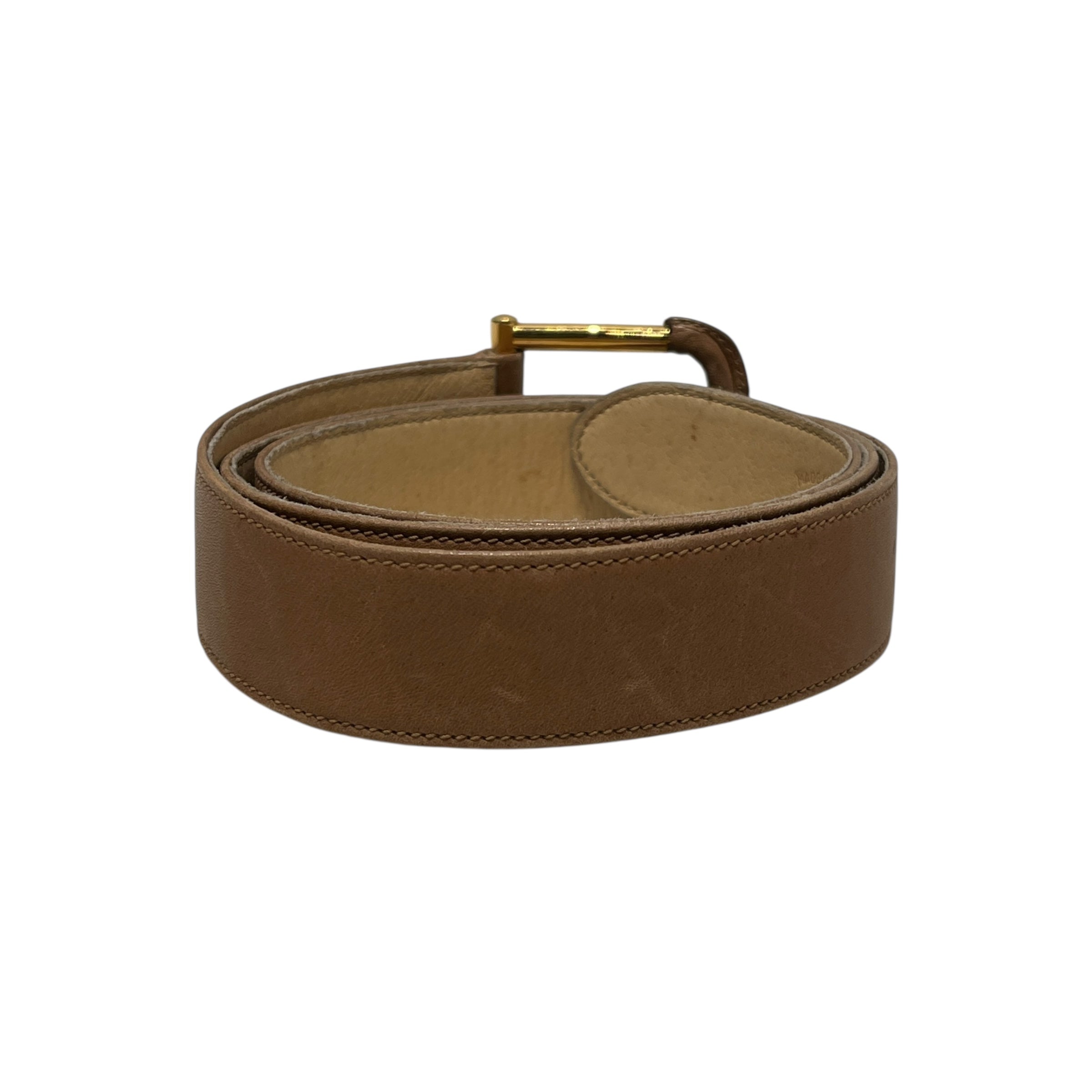 GUCCI/Belt/Leather/BEG/SIZE 40 gold buckle view 2