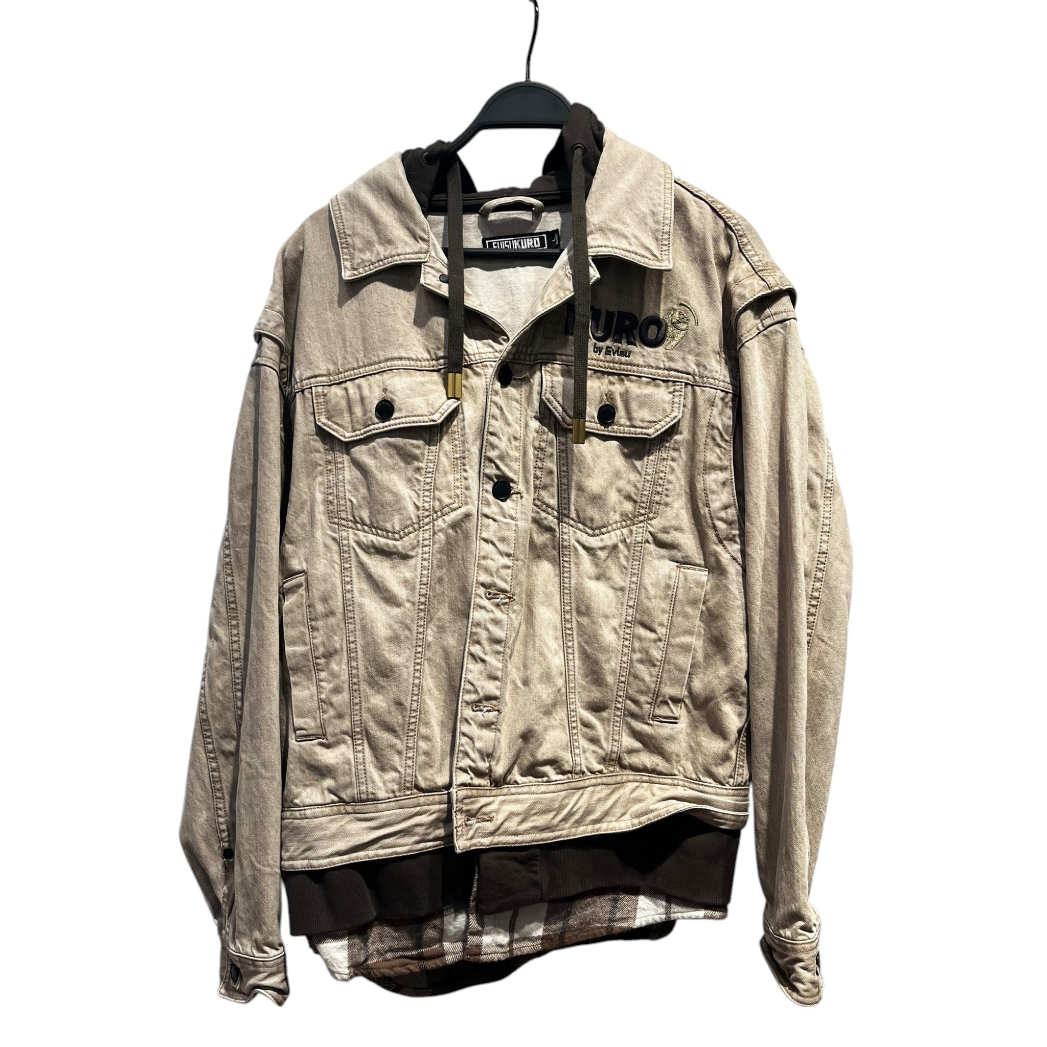EVISUKURO/LS Shirt/L/Cotton/BEG/DOCKING FLANNEL HOODED view 1