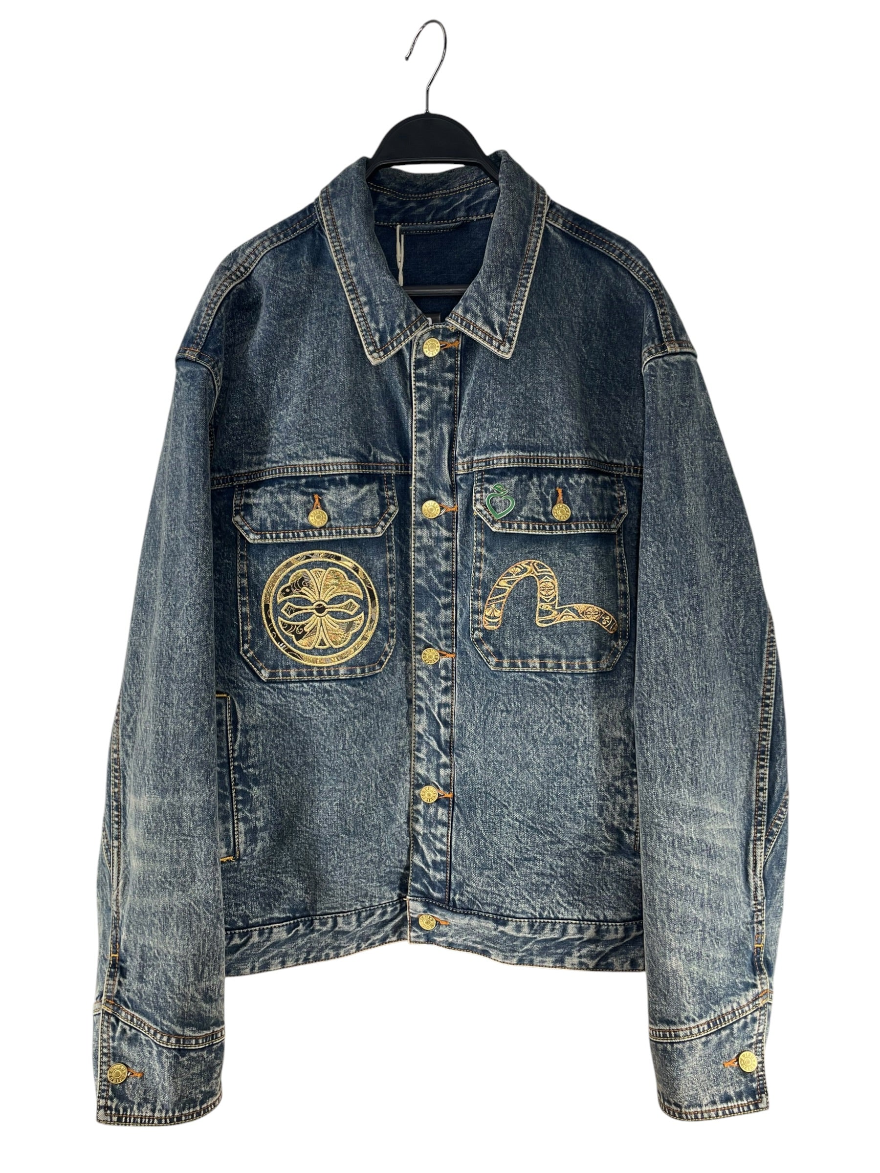 EVISU/Denim Jkt/L/Denim/BLU/Graphic/175/108C GOLD SEAGUL EMBROIDER view 1