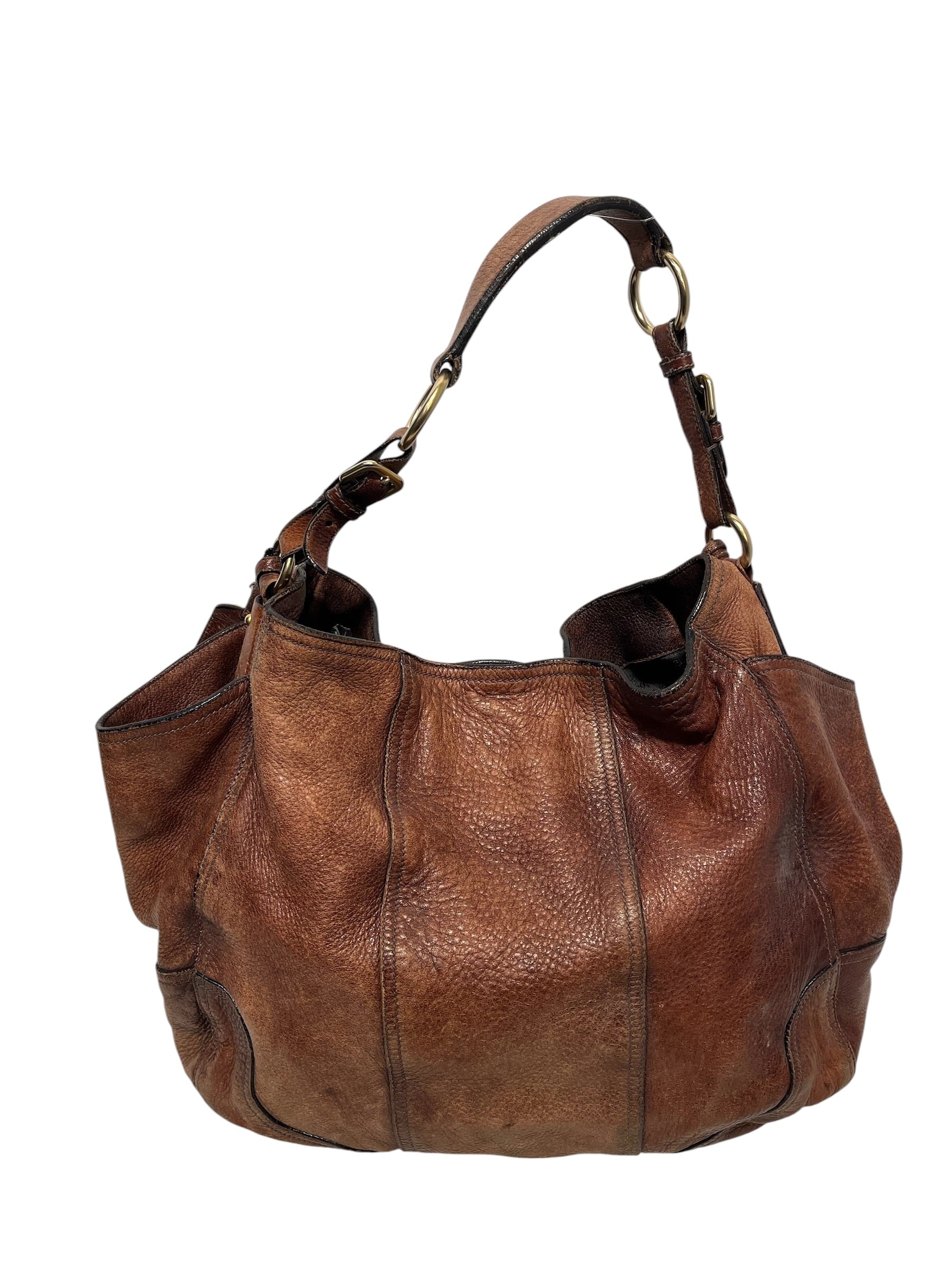PRADA/Hand Bag/Leather/BRW/Cervo Antik Hobo view 3