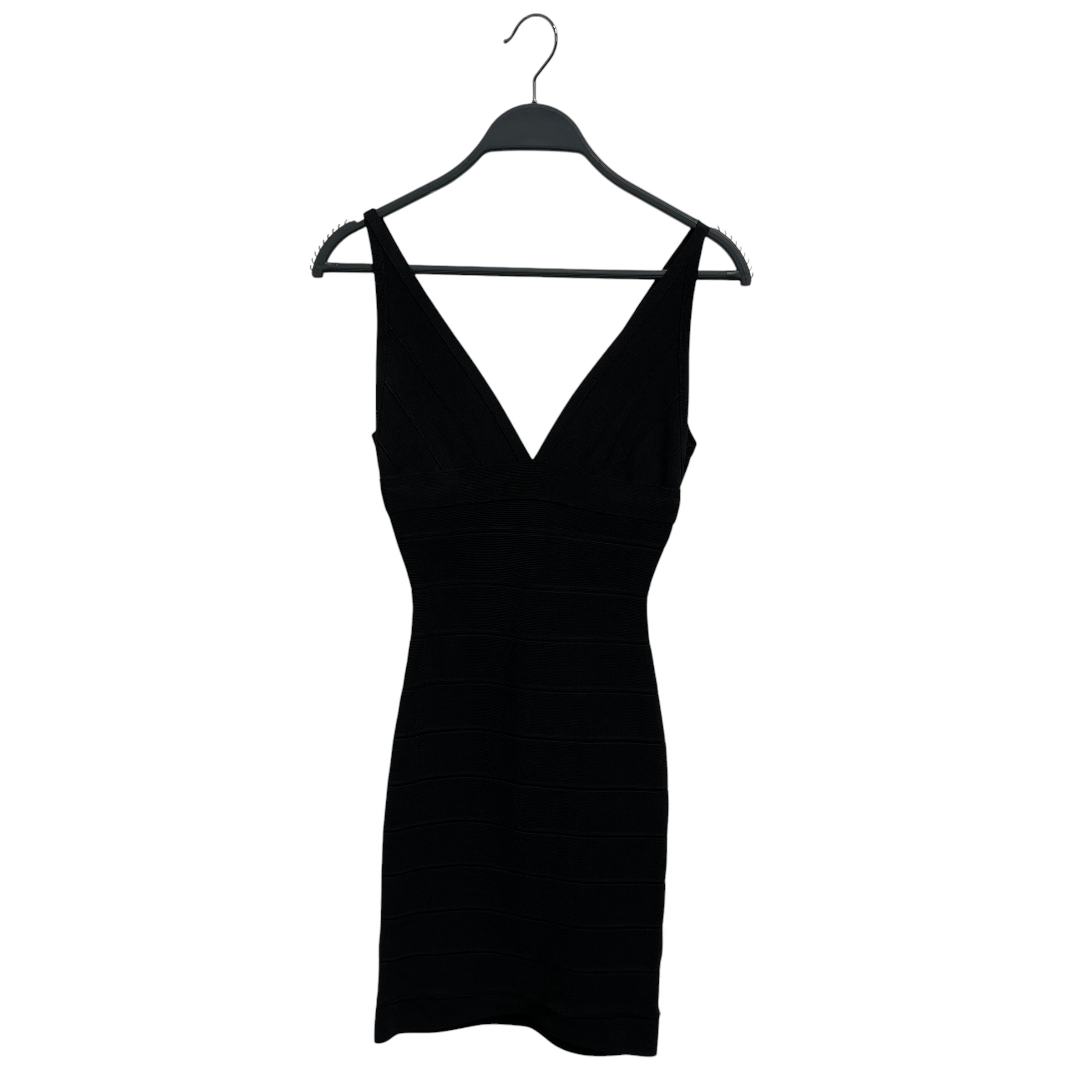 Herve Leger/Dress/XS/Rayon/BLK/Mini Length/Short, V Plunge Neckline view 1
