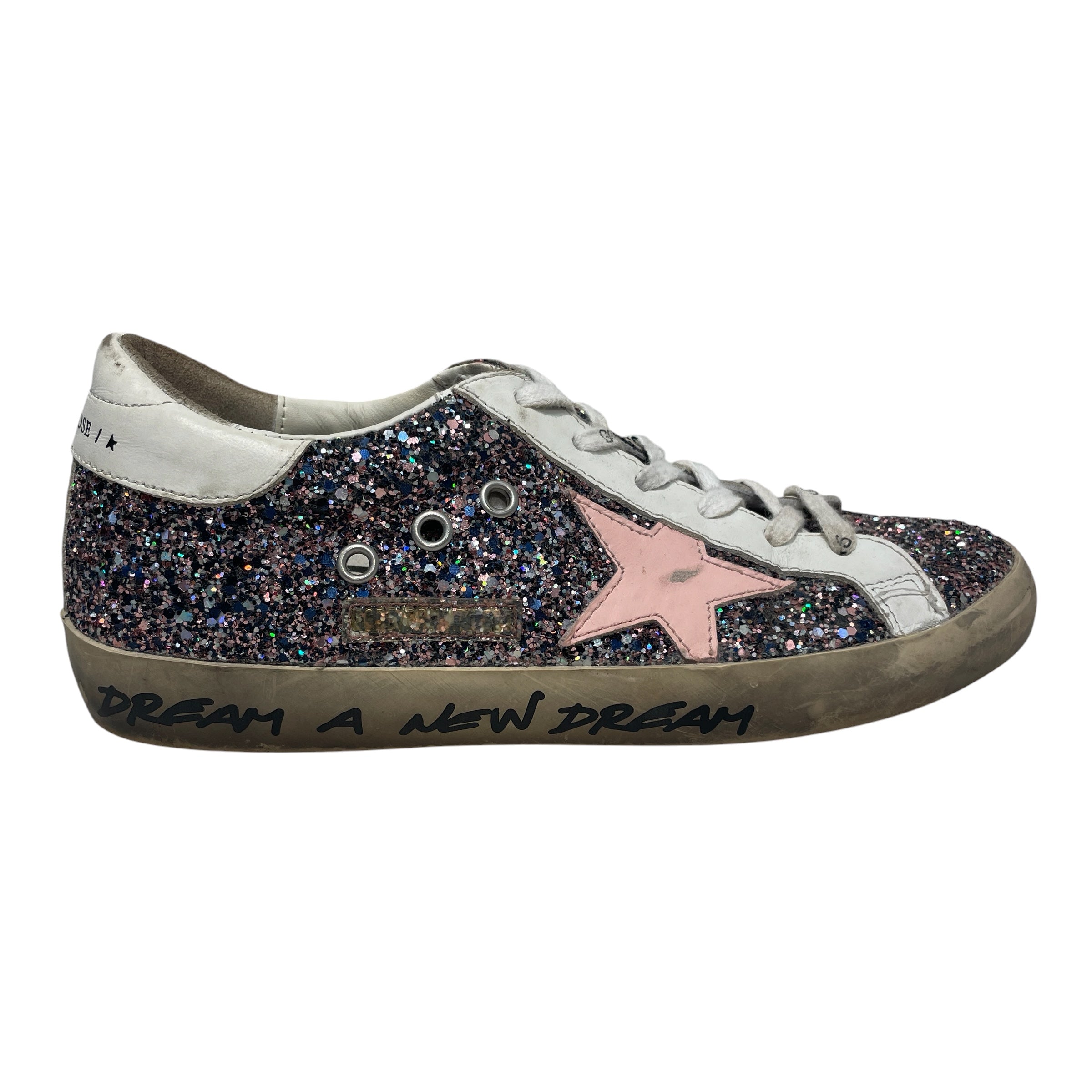 GOLDEN GOOSE/Low-Sneakers/EU 37/Iridescent/Leather/PNK/Superstar Multicolor Glitter view 3