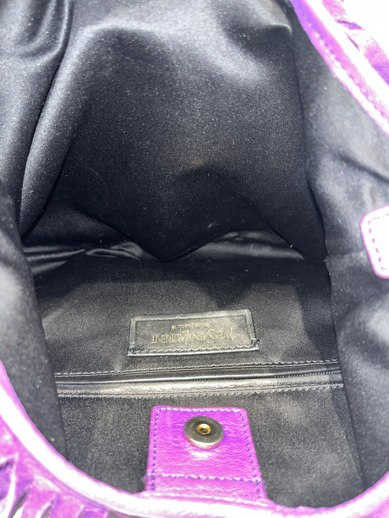 YVES SAINT LAURENT/Hand Bag/S/Suede/PPL/PURPLE TASSEL BAG WITH BENGALS