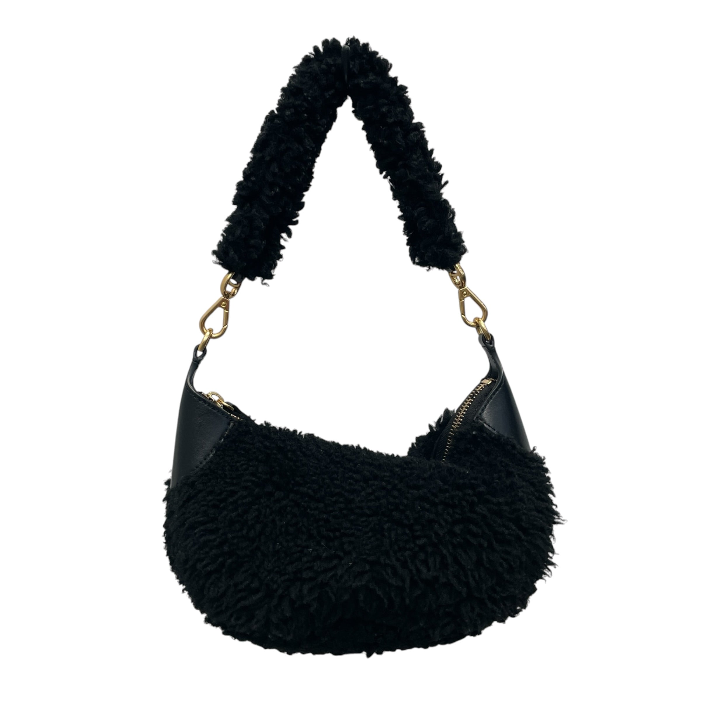 POLO RALPH LAUREN/Hand Bag/Fake Fur/BLK/GOLD HARDWARE/FUR STRAP view 2