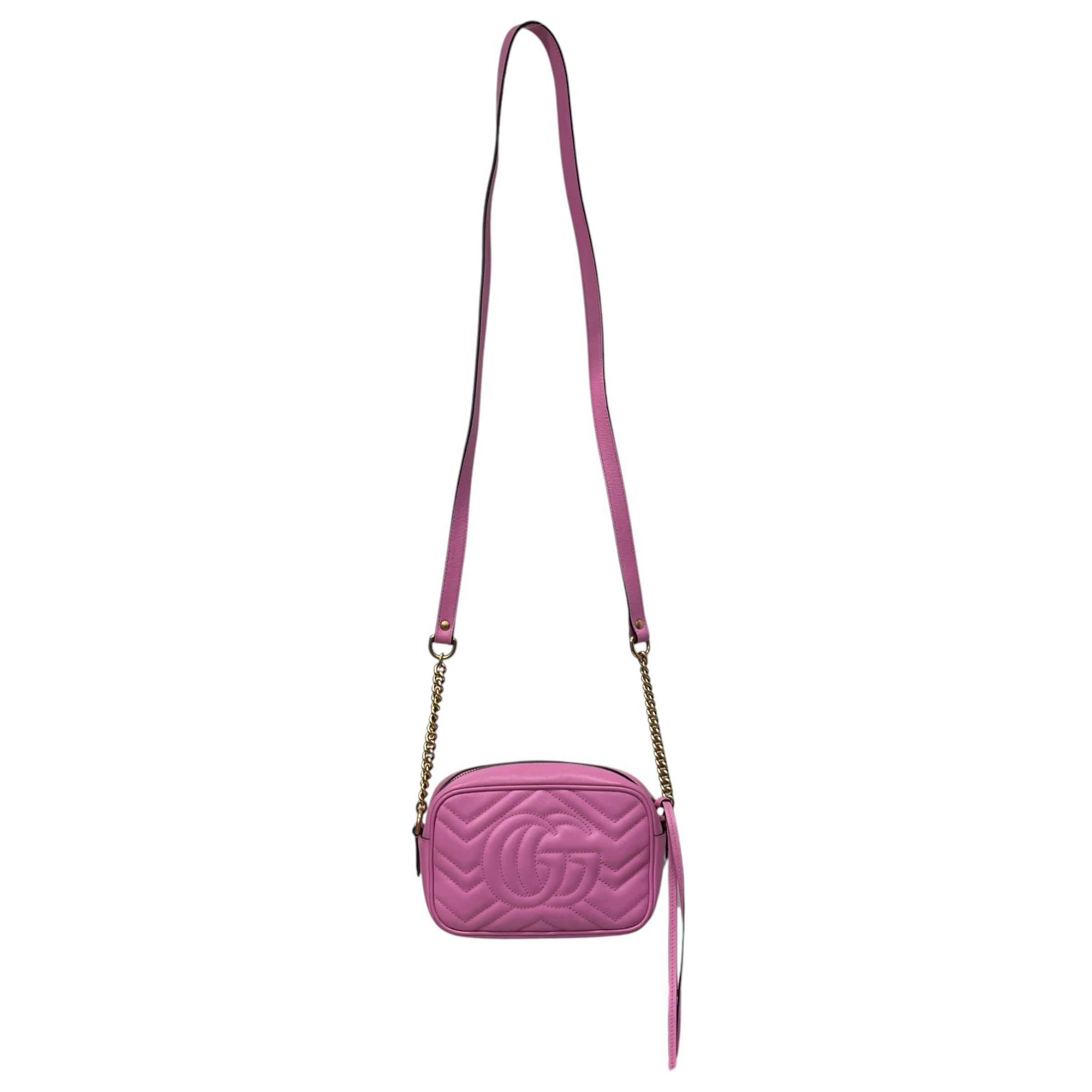 GUCCI/Cross Body Bag/Leather/PNK/gg marmont mini matelasse chai view 2