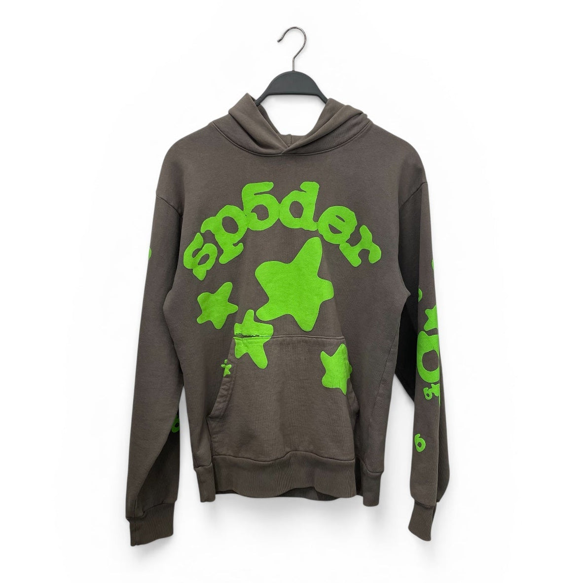 Sp5der/Hoodie/S/Cotton/GRY/GREEN PRINT BIG STAR view 1