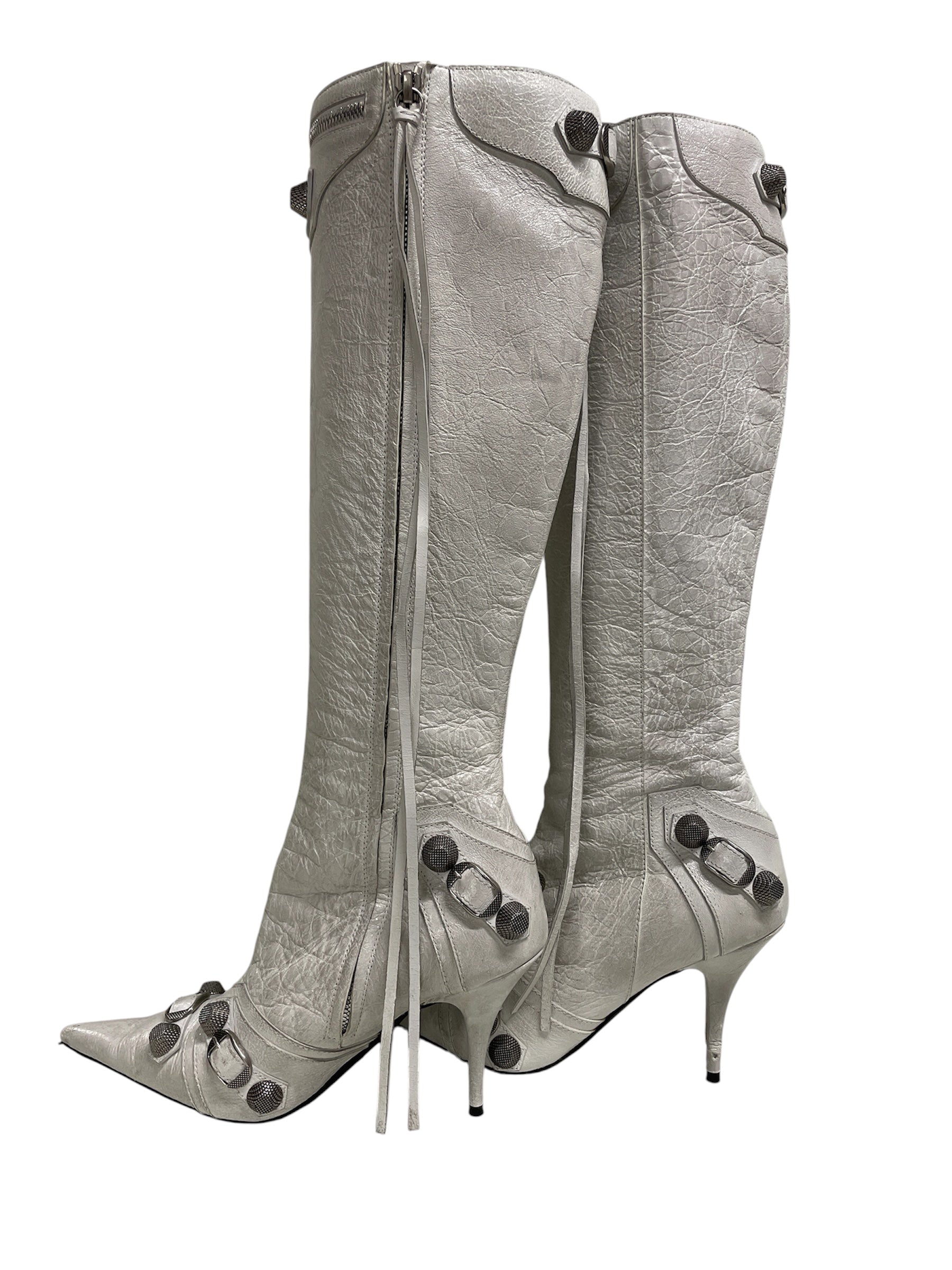 BALENCIAGA/Boots/US 6/Leather/WHT/CITY STUDDED BOOT W/ TASSELS view 2