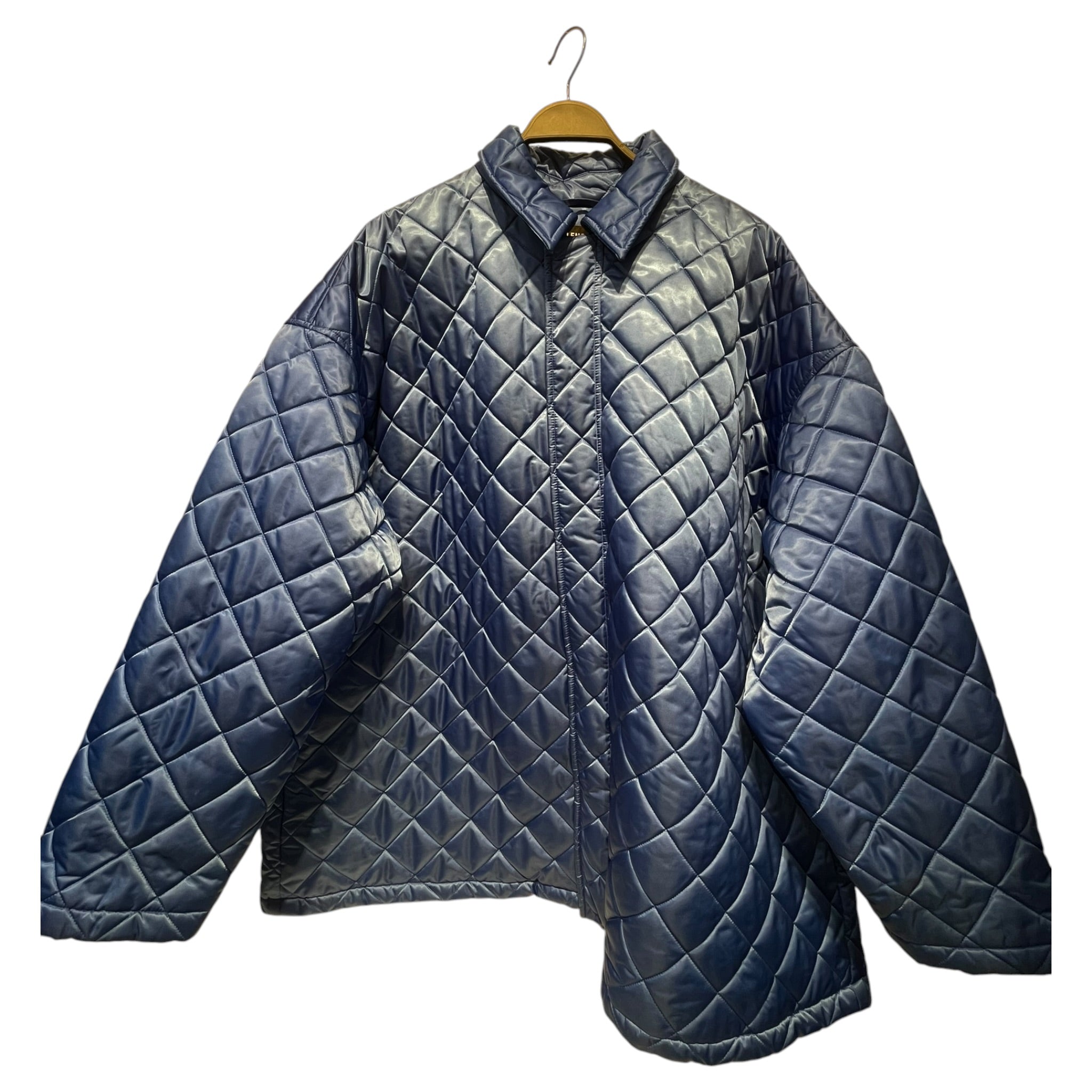 BALENCIAGA/Quilted Jkt/50/Polyester/BLU/2019 blue quilted jacket view 1