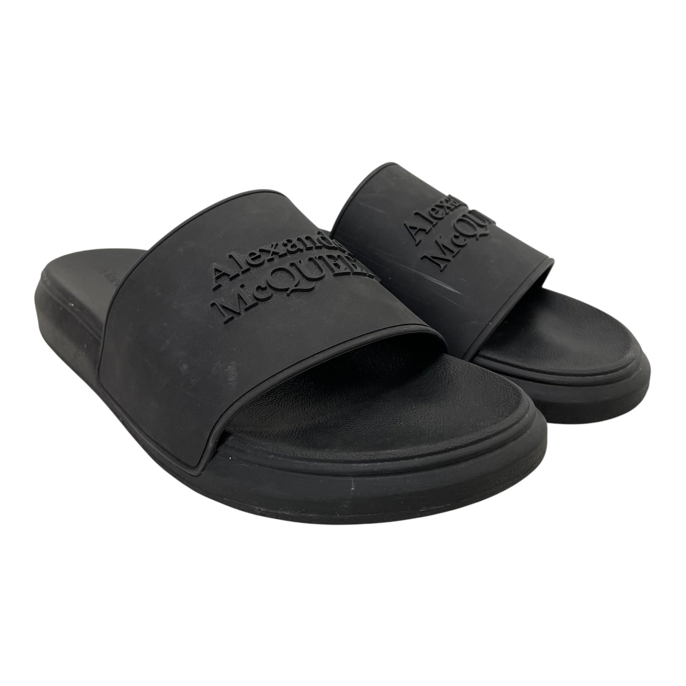 Alexander McQueen/Sandals/EU 43/BLK/RUBBER LOGO SLIDES view 1