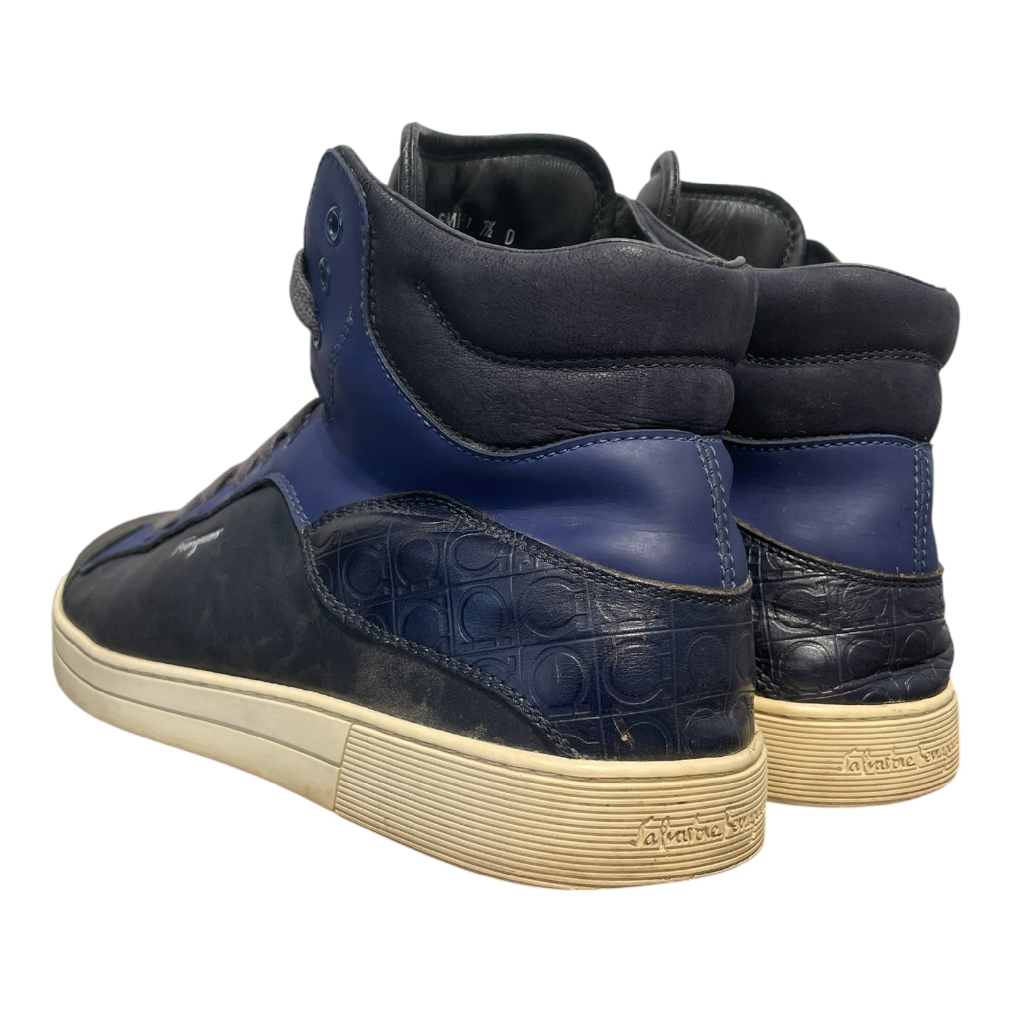 Salvatore Ferragamo/Hi-Sneakers/US 7.5/Leather/NVY/ view 2