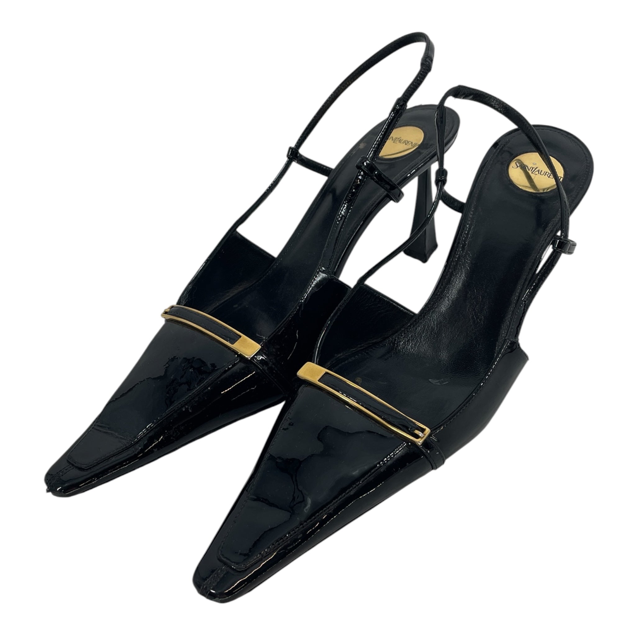 SAINT LAURENT/Heels/EU 41/Leather/BLK/THIN BUCKLE POINTED view 1