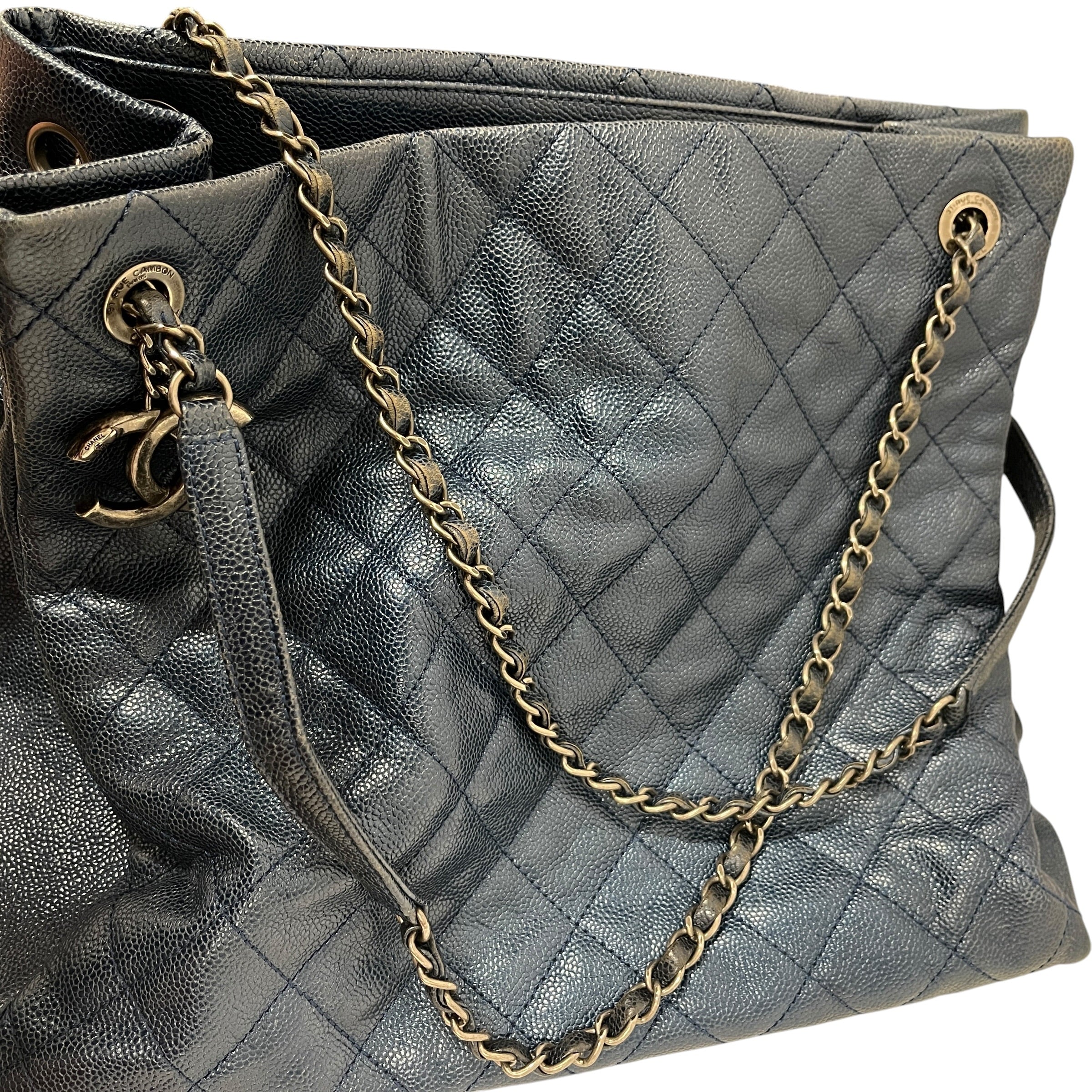 CHANEL/Tote Bag/Leather/BLU/Quilted shopping tote view 9