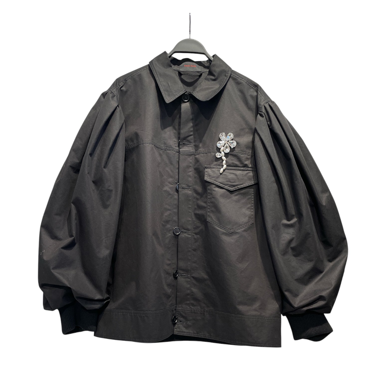 SIMONE ROCHA/Jacket/L/Cotton/BLK/workwear bomber w flower view 1