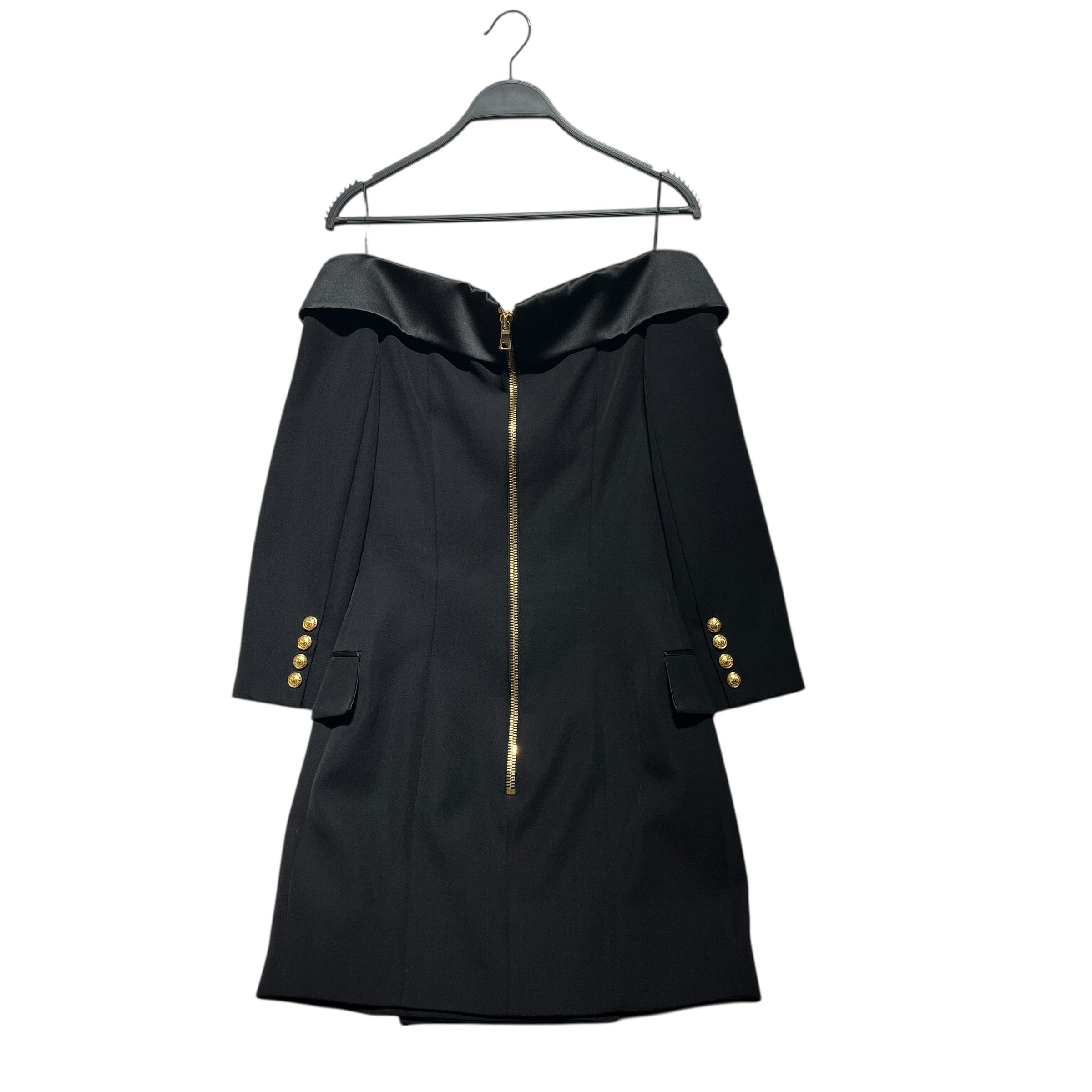 BALMAIN/SL Dress/36/Wool/BLK/Off the Shoulder Double Button view 2