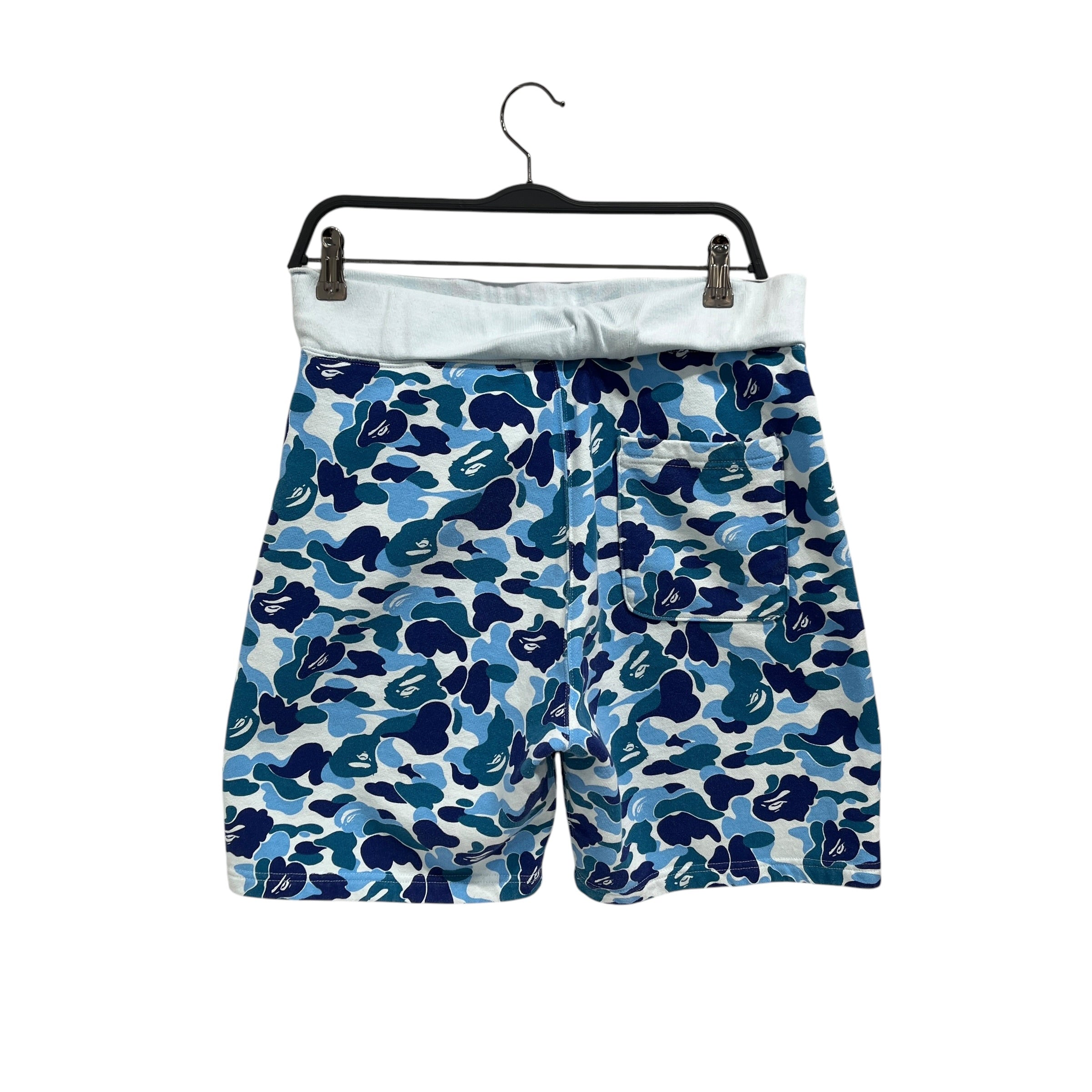 A BATHING APE/Shorts/M/Cotton/BLU/All Over Print/Shark Face Front view 2