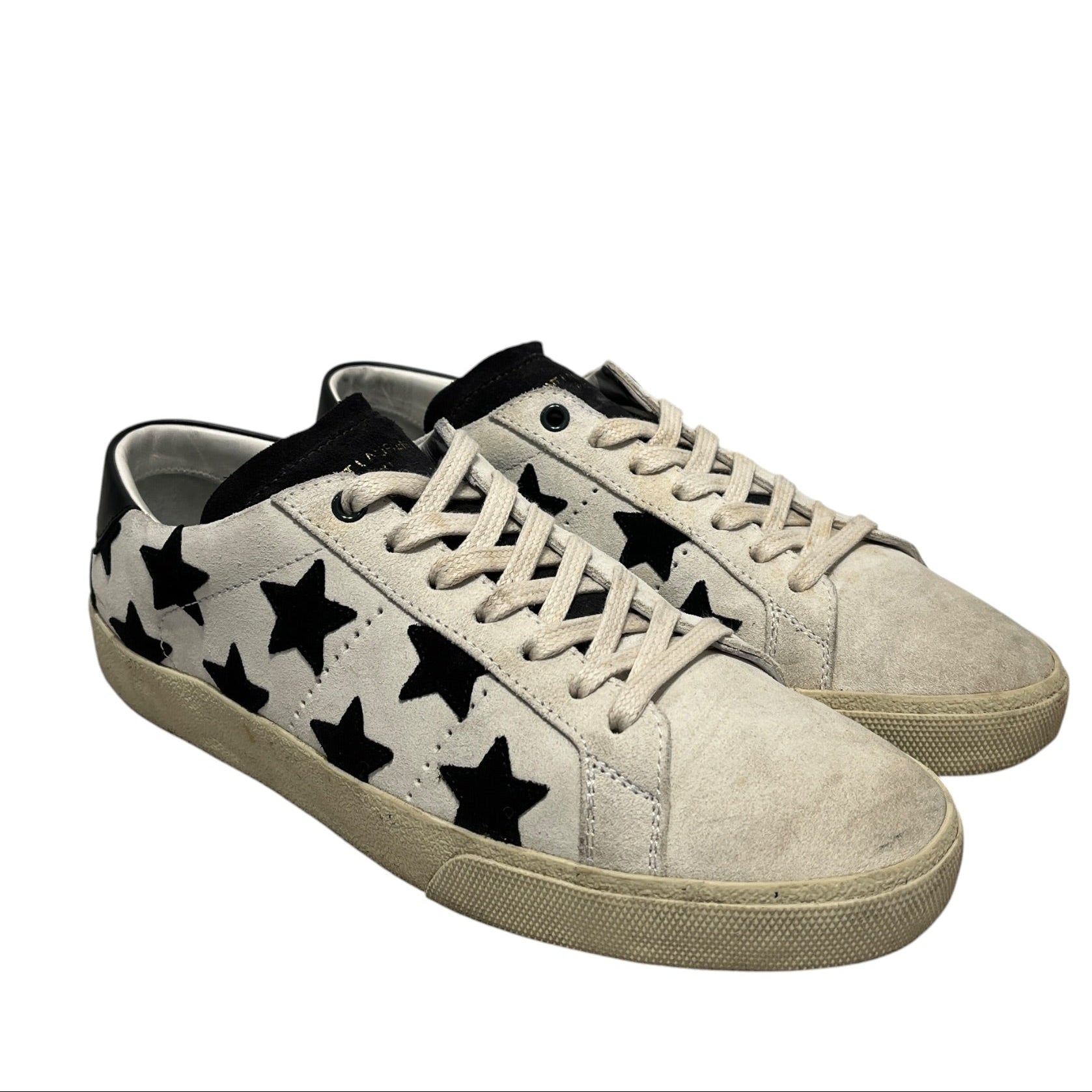 SAINT LAURENT/Low-Sneakers/US 8/All Over Print/Suede/WHT/BLK STARS/BLK HEEL view 1