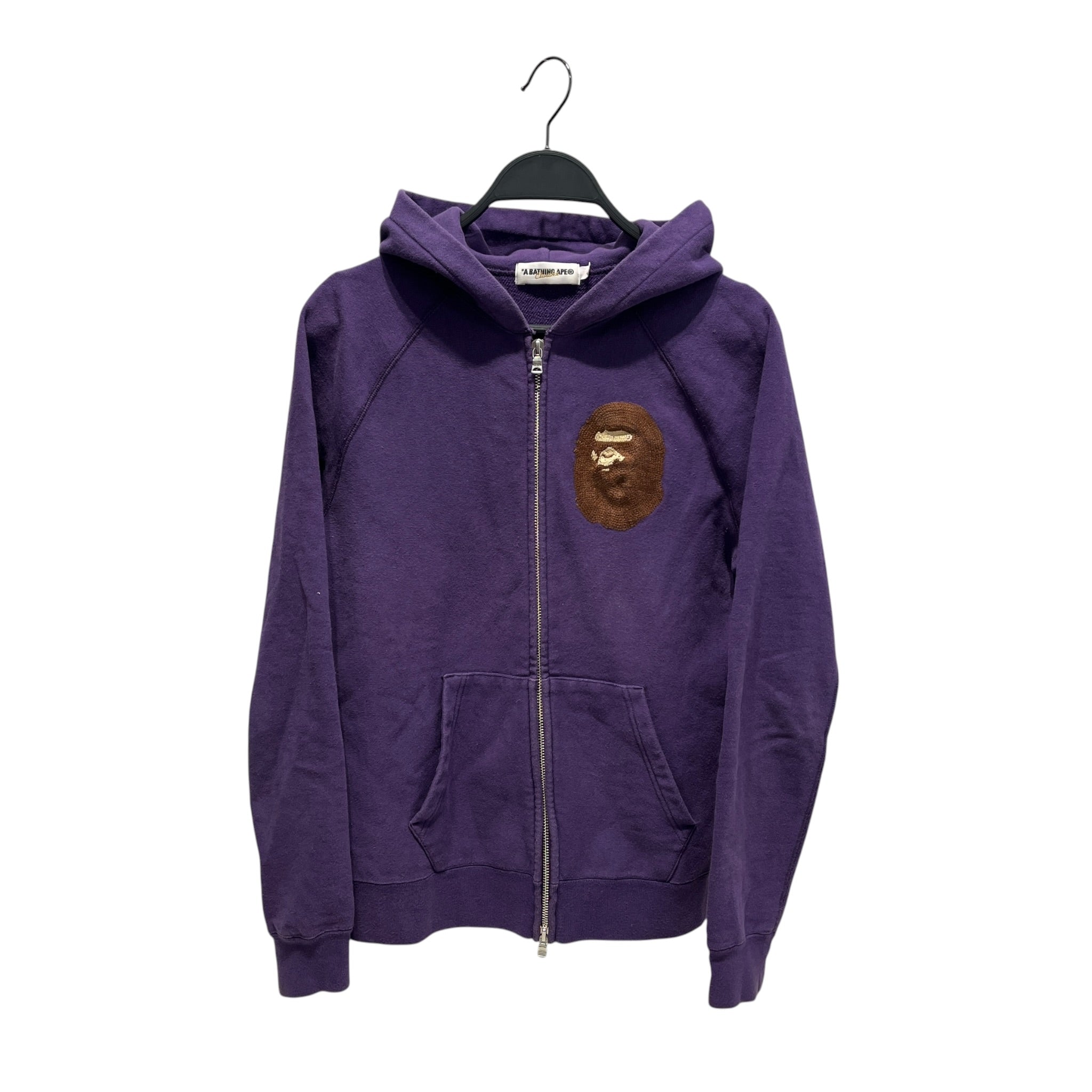 A BATHING APE/Zip Up Hoodie/S/Cotton/PPL/CLASSICS EMBROIDERED APE view 1