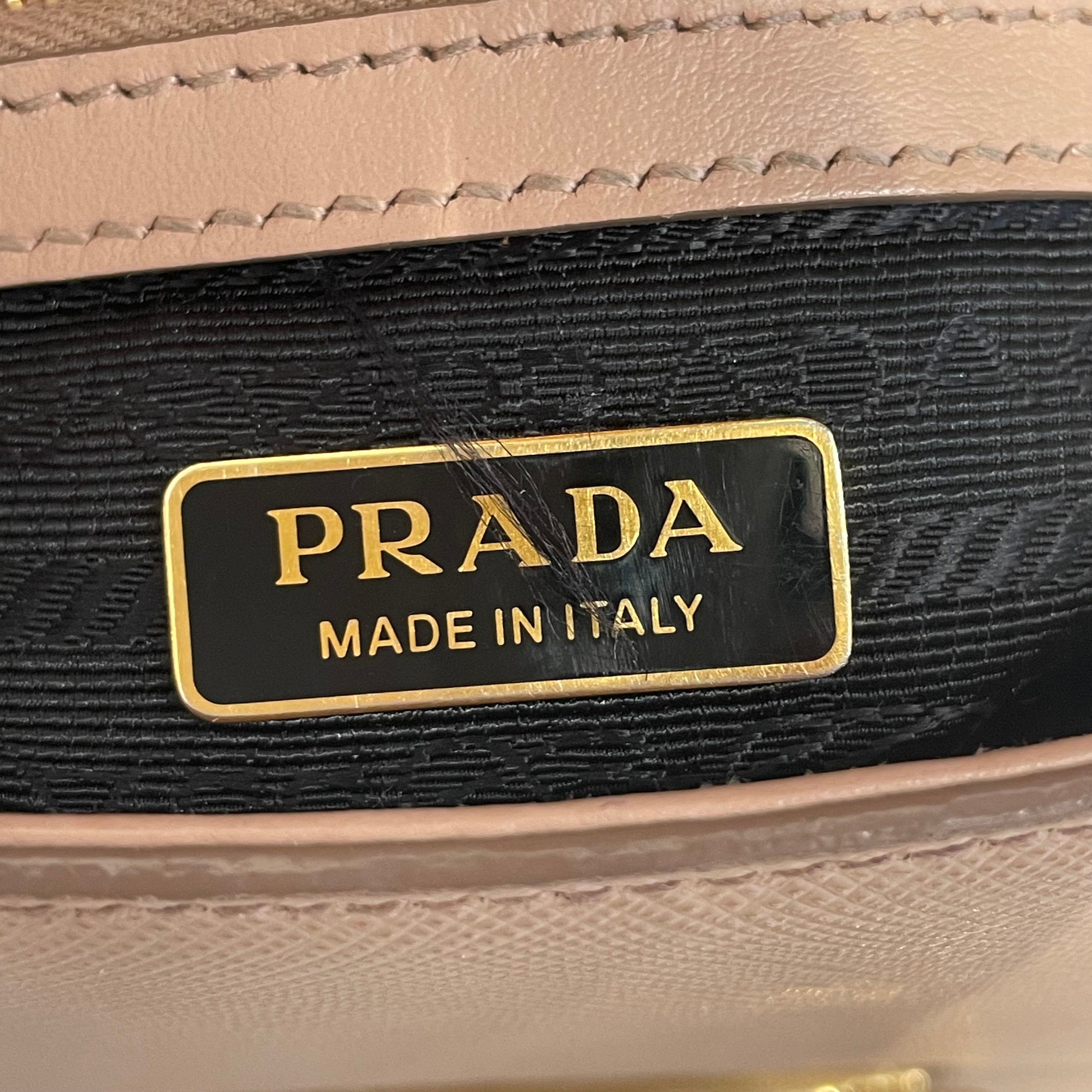 PRADA/Cross Body Bag/Leather/BEG/prada embleme saffiano view 7