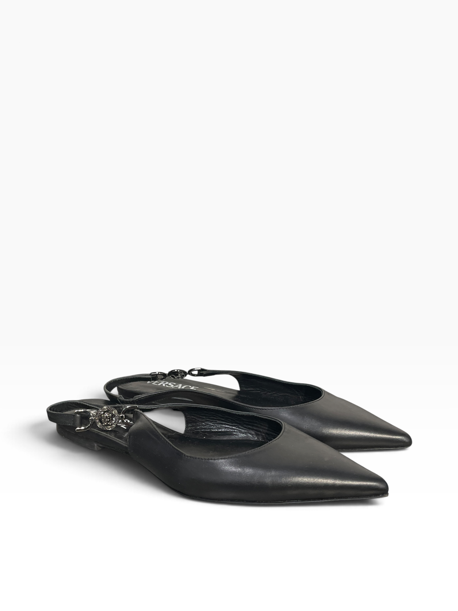 VERSACE/Sandals/EU 36.5/Leather/BLK/SLINGBACK POINT TOE view 1