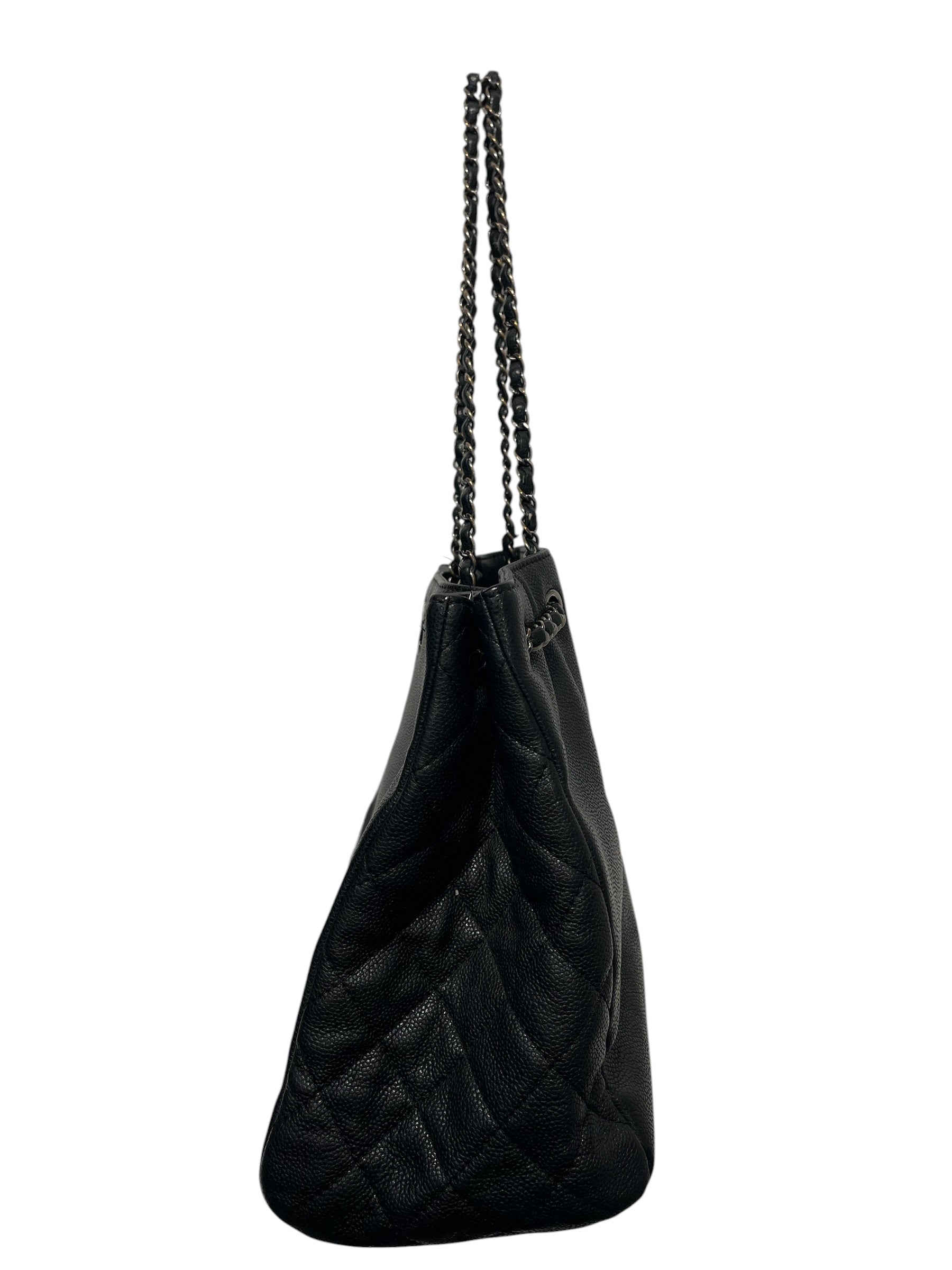 CHANEL/Hand Bag/Leather/BLK/Caviar Woven Chain view 2