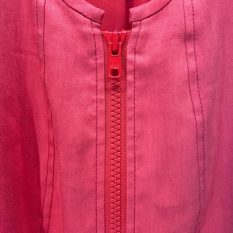 Helmut Lang/Jacket/S/Cotton/RED/BRN LEATHER SLEEVES
