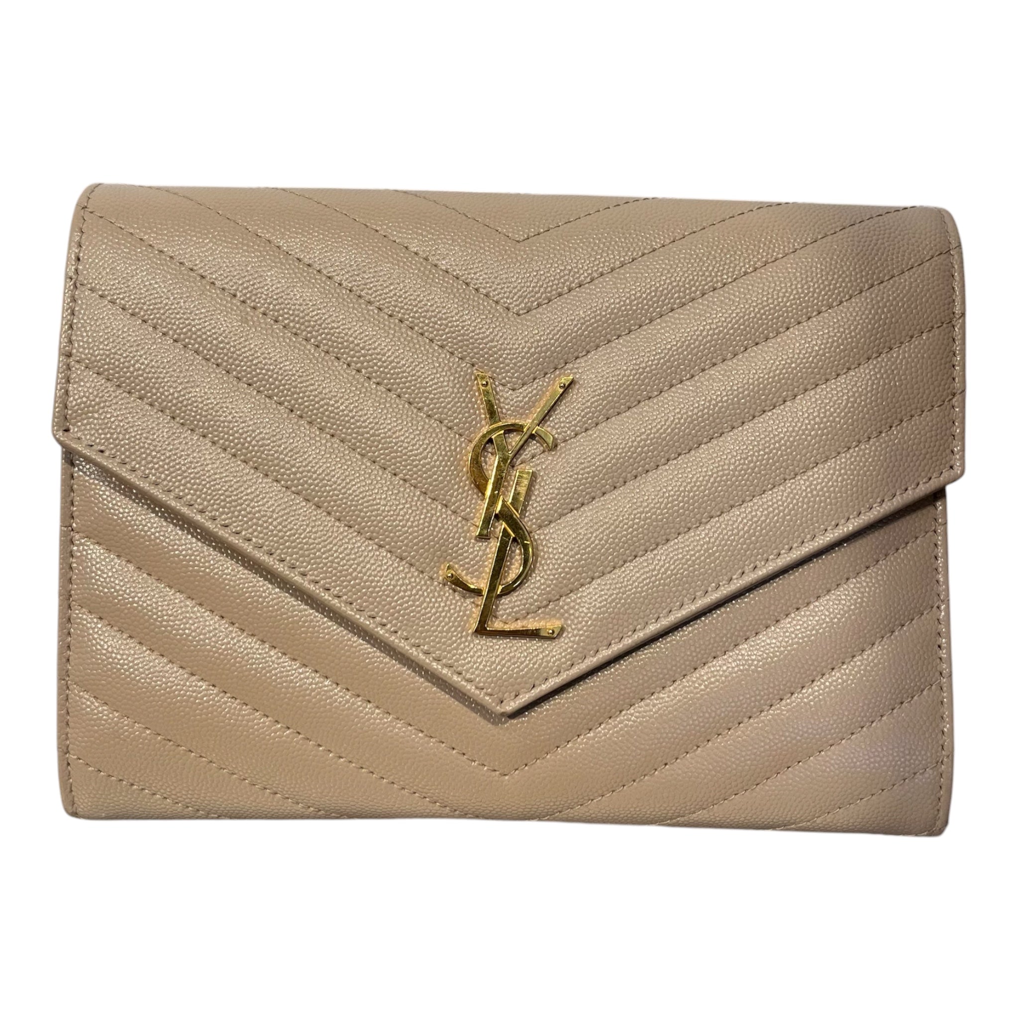 YVES SAINT LAURENT/Pouch/Leather/BEG/YSL MINI ENVELOPE CHAIN BAG view 1