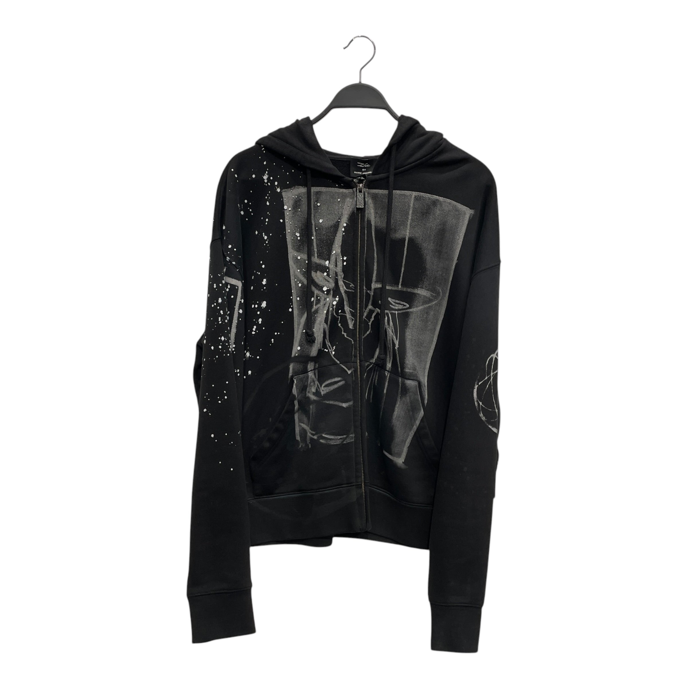 FUTURA/MARC JACOBS/Zip Up Hoodie/L/Cotton/BLK/PAINT SPLATTER GRAPHIC ZIP UP view 1