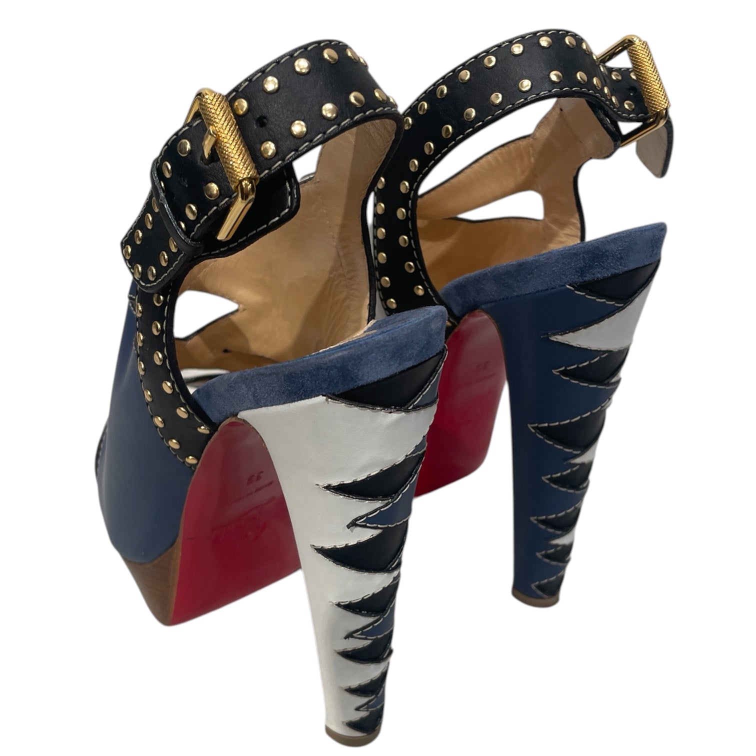 Christian Louboutin/Heels/EU 39/All Over Print/Leather/MLT/COLORBLOCK/T-STRAP PUMP view 2