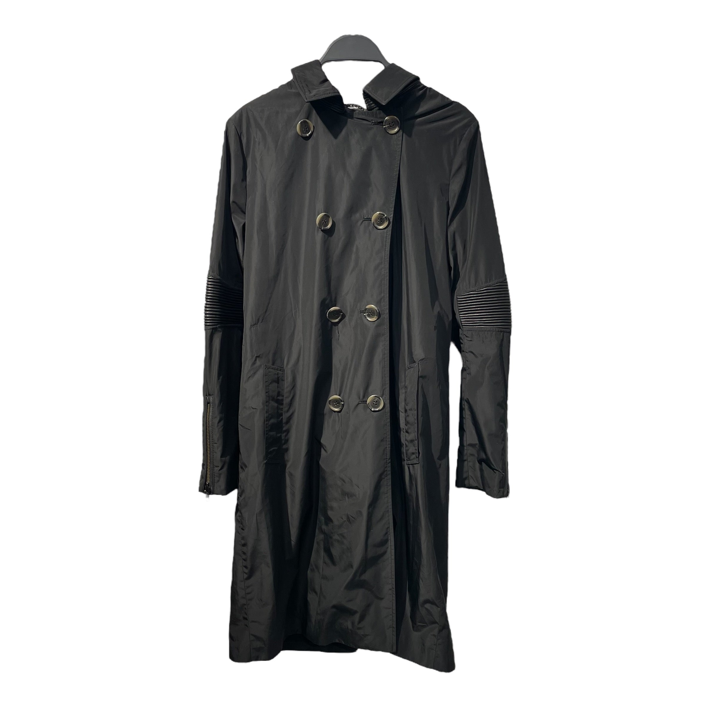 MACKAGE/Trench Coat/S/Polyester/BLK/RIBBED MOTO SLEEVES view 1