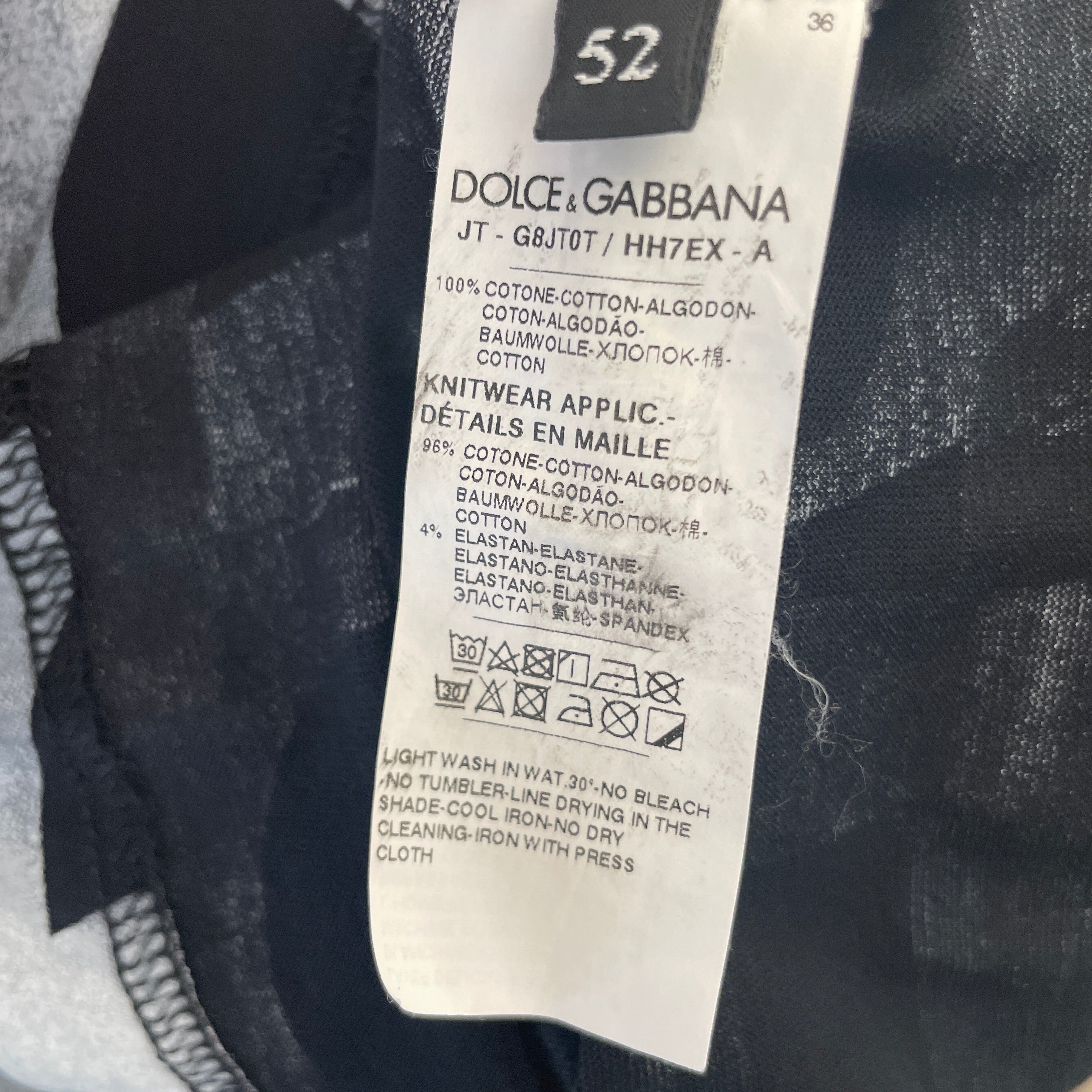 DOLCE&GABBANA/T-Shirt/52/Cotton/BLK/High Neck/All Over Print/ view 3