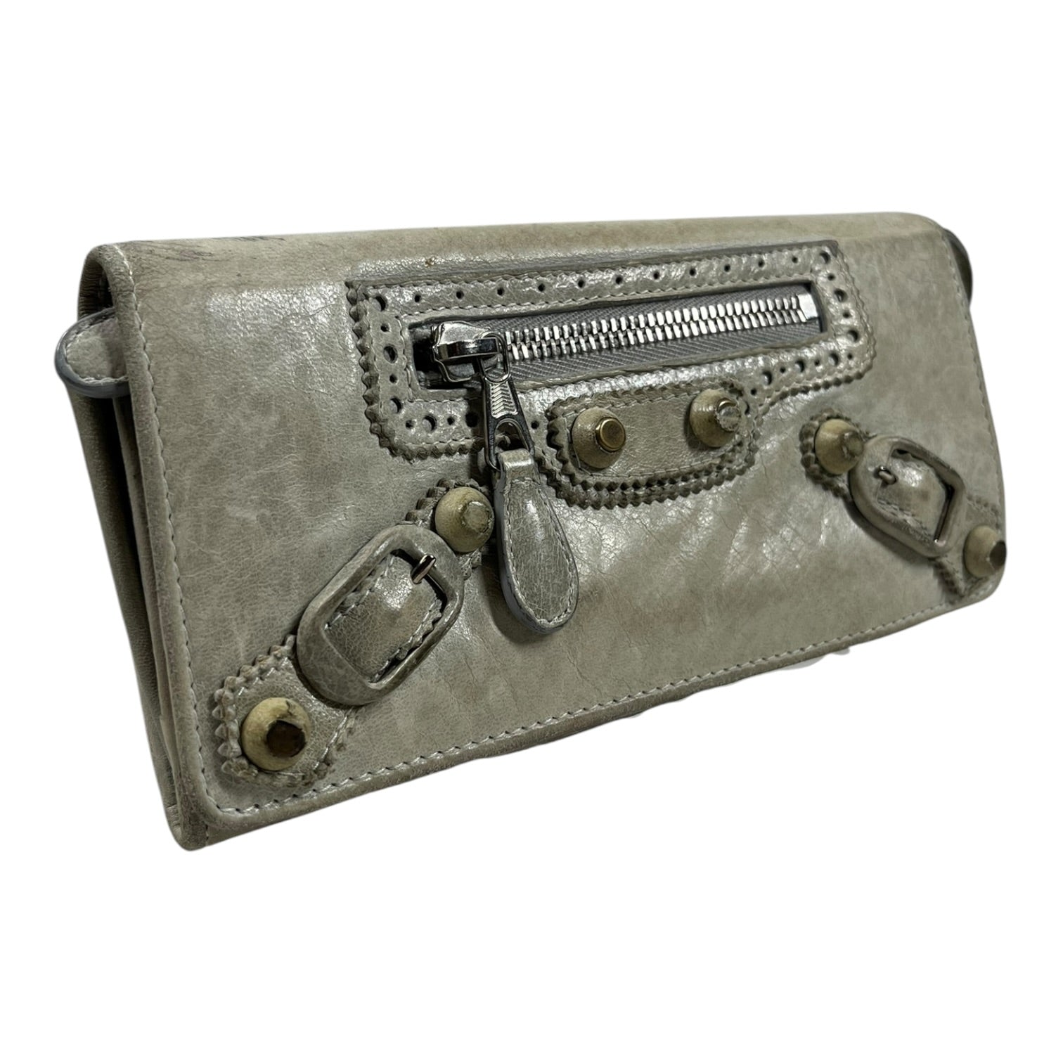 BALENCIAGA/Long Wallet/Leather/BEG/L's/Crinkle border view 1