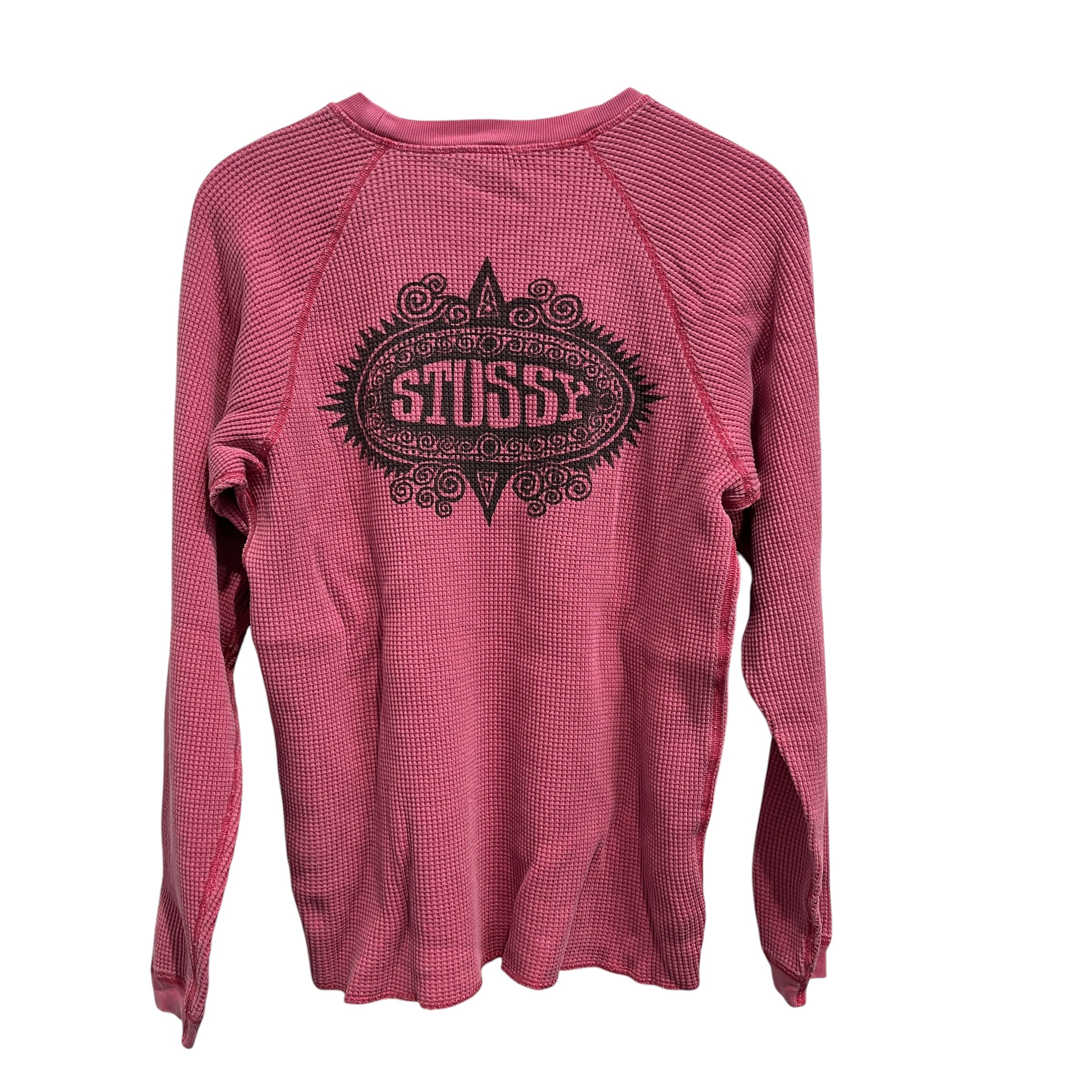 STUSSY/LS T-Shirt/M/Cotton/PNK/Back Logo Waffle Shirt view 2