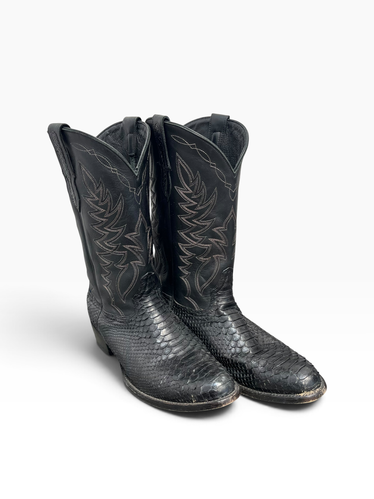 CAVENDERS/Cowboy Boots/US 11/Leather/BLK/BLACK PYTHON COWBOY BOOTS view 1