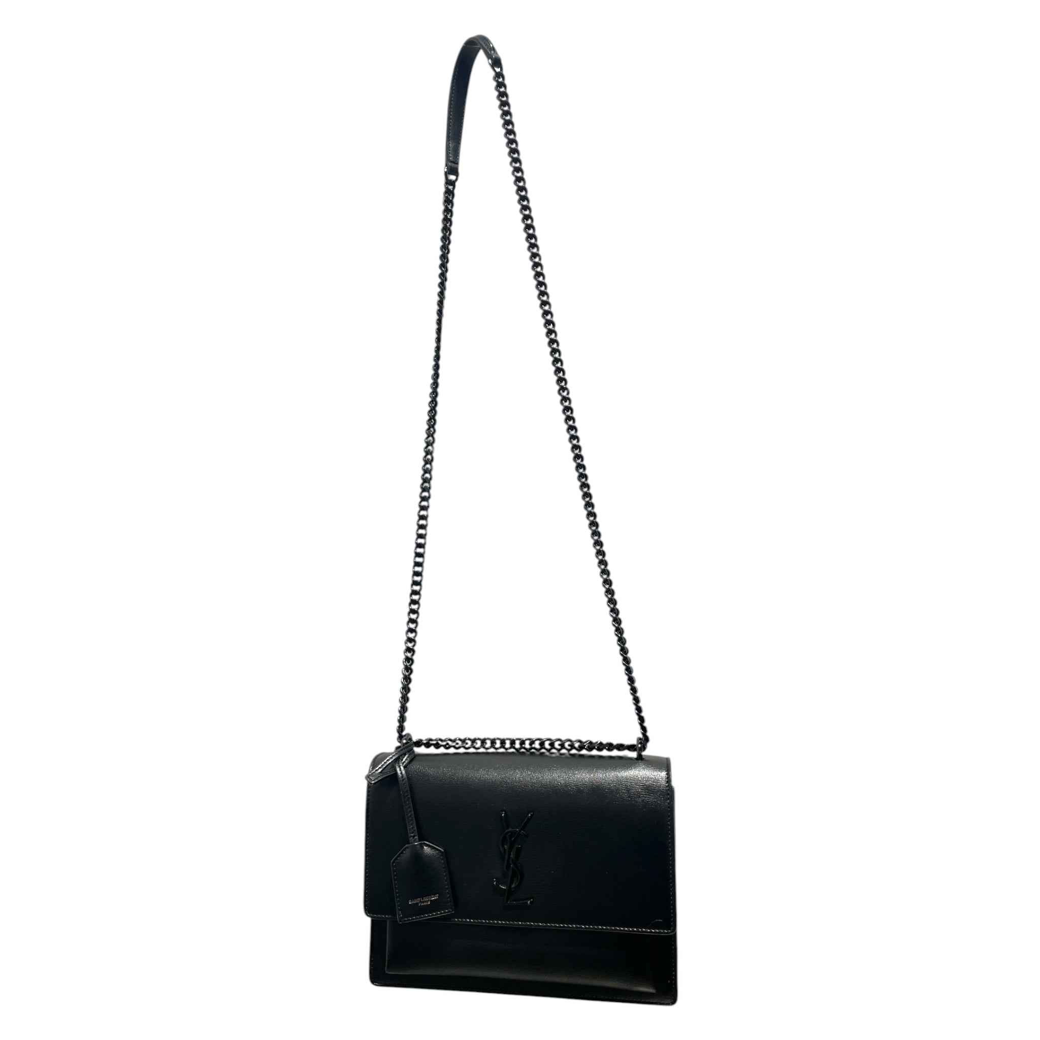 SAINT LAURENT/Cross Body Bag/Stripe/Leather/BLK/Medium Sunset Chain shoulderba view 1