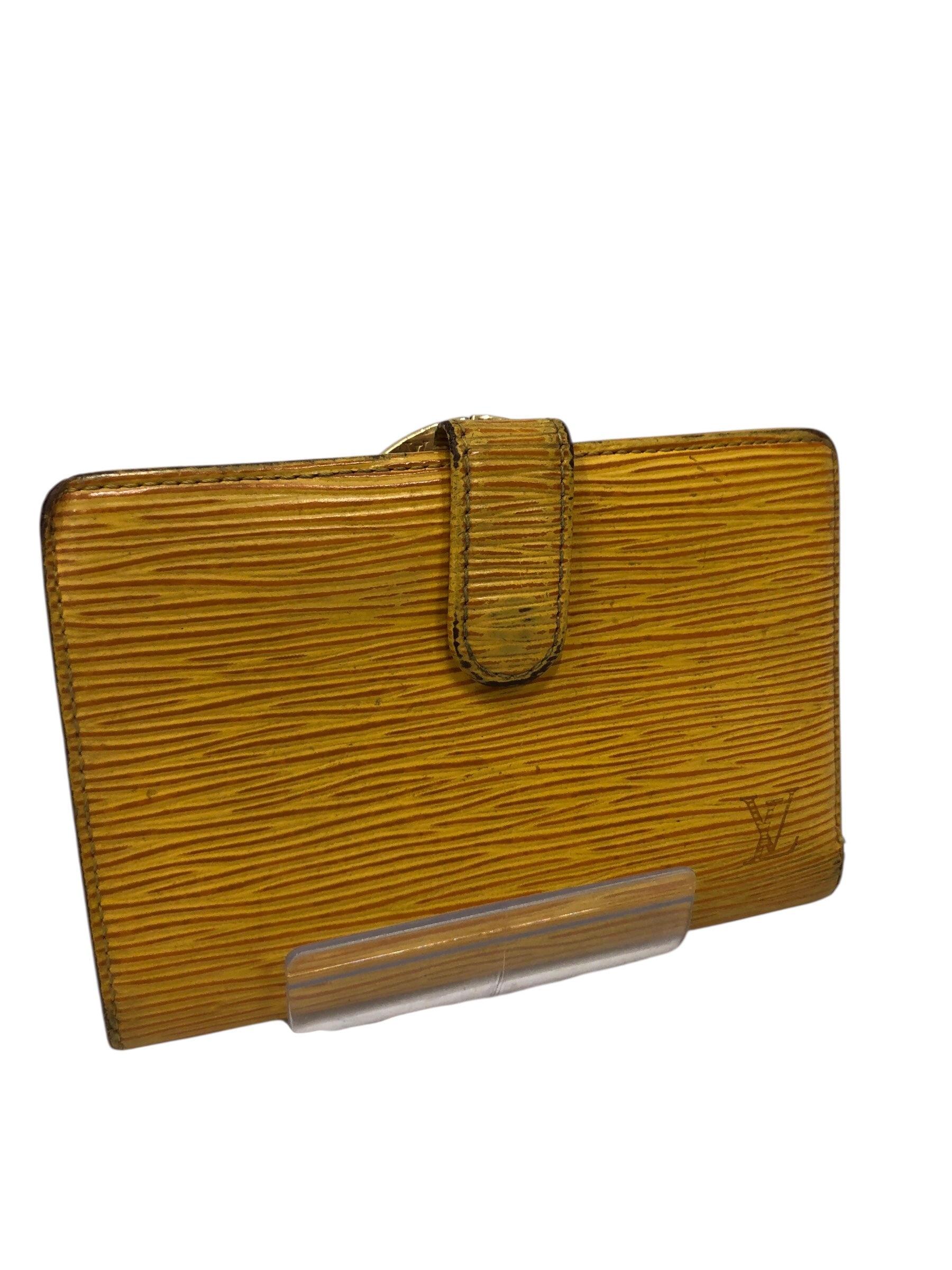 LOUIS VUITTON/Bifold Wallet/Stripe/Leather/YEL/L's/epi Bifold button w coinpurse view 1