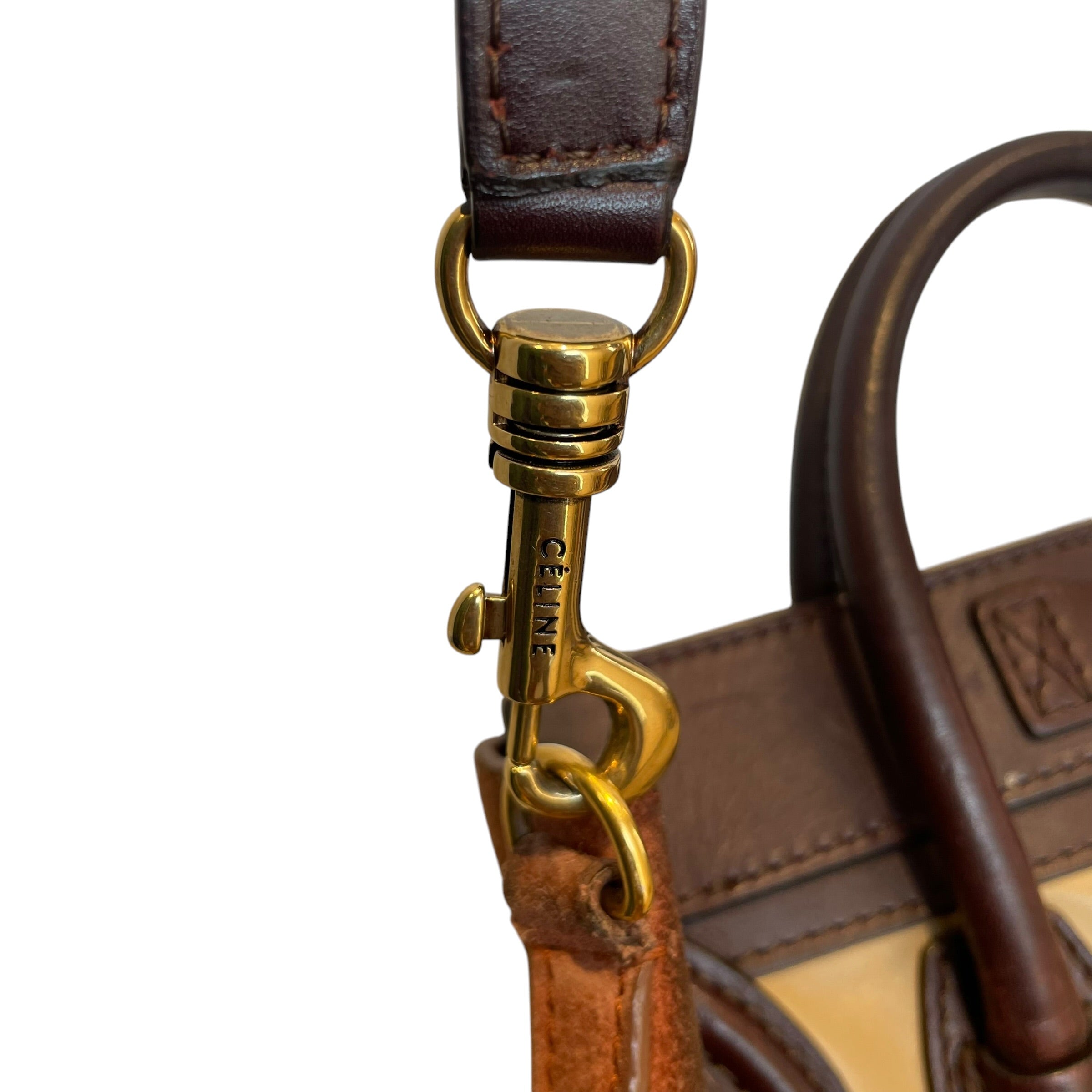CELINE/Hand Bag/Suede/BRW/TRI COLOUR LUGGAGE MICRO view 4