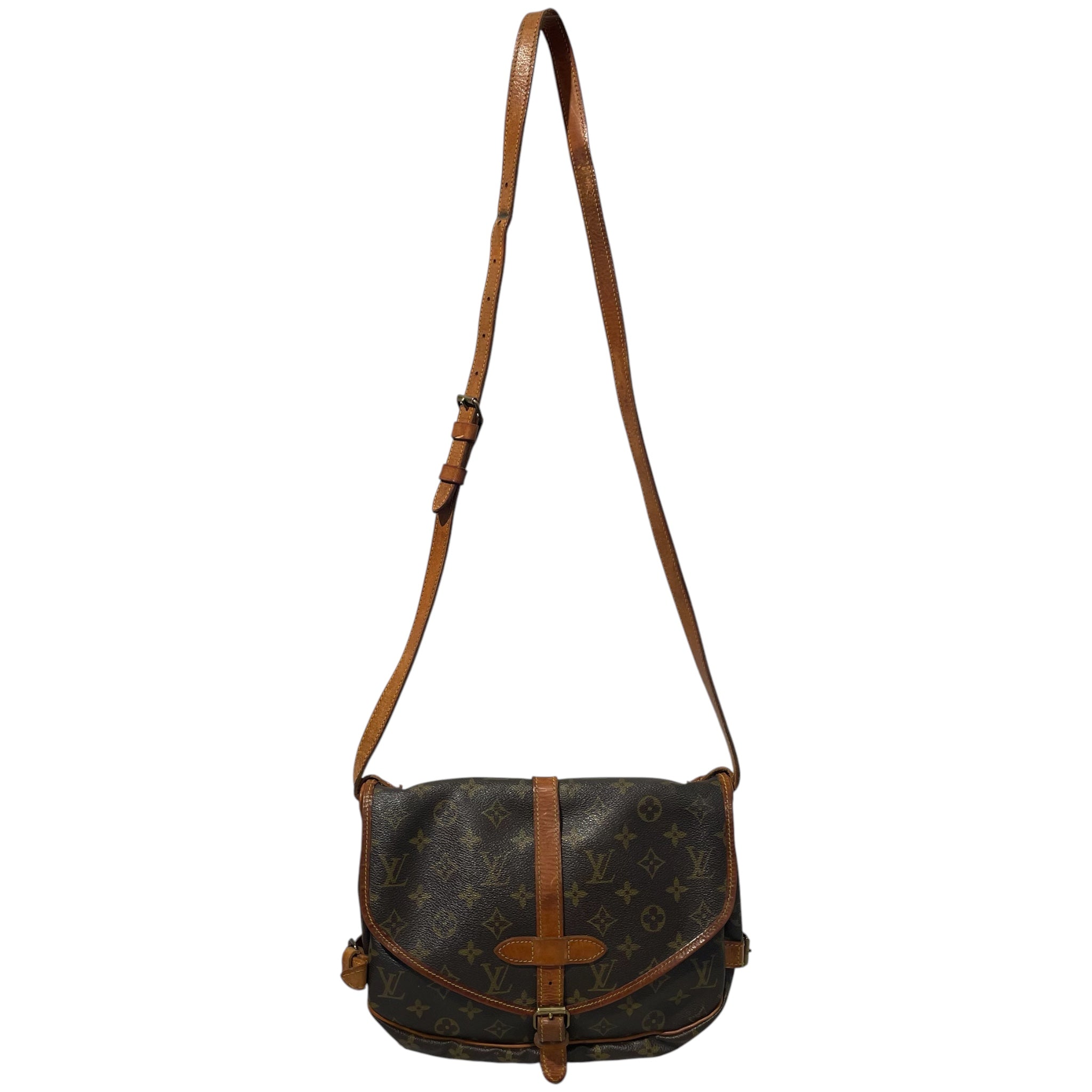LOUIS VUITTON/Cross Body Bag/Monogram/Leather/BRW/Saumur Satchel view 2