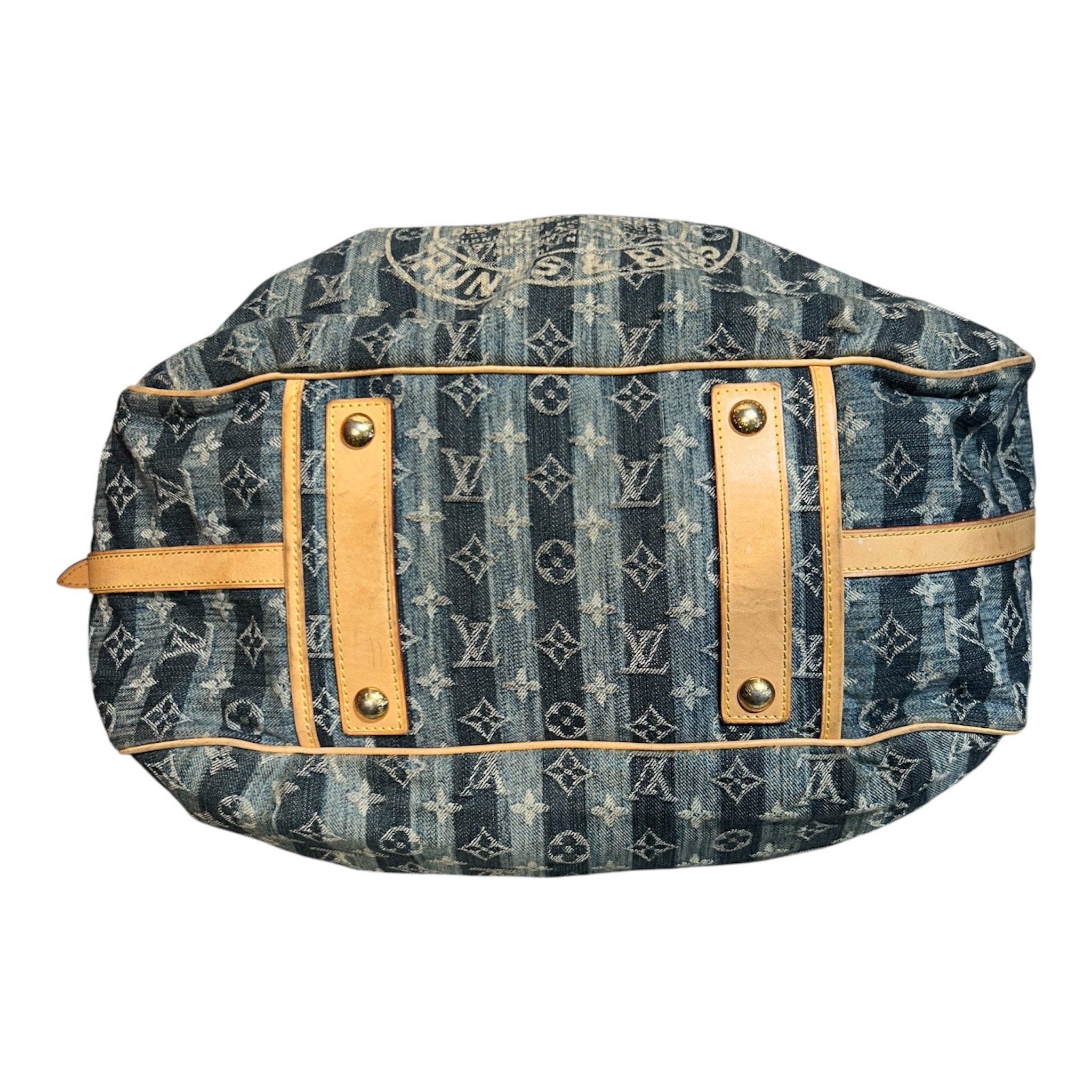 LOUIS VUITTON/Cross Body Bag/Monogram/Denim/NVY/denim cabas raye gm view 3