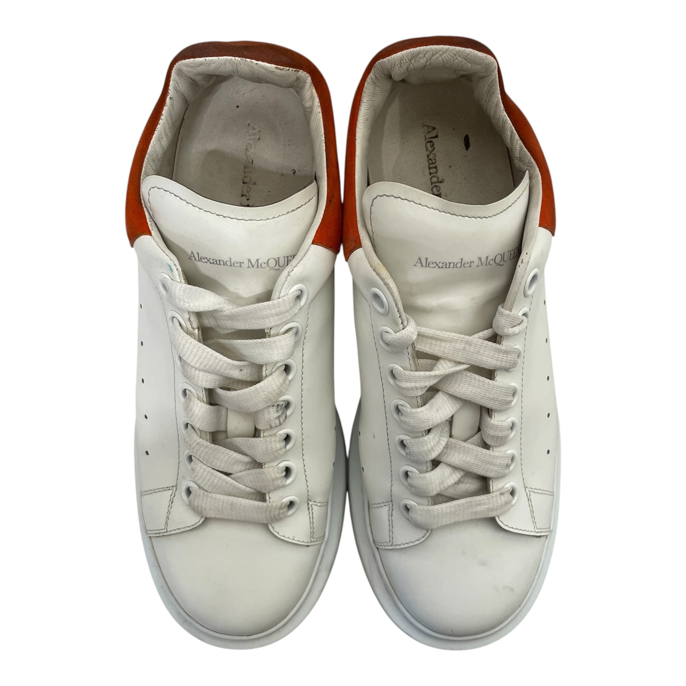 Alexander McQueen/Low-Sneakers/EU 40.5/Leather/WHT/ORANGE HEEL view 6
