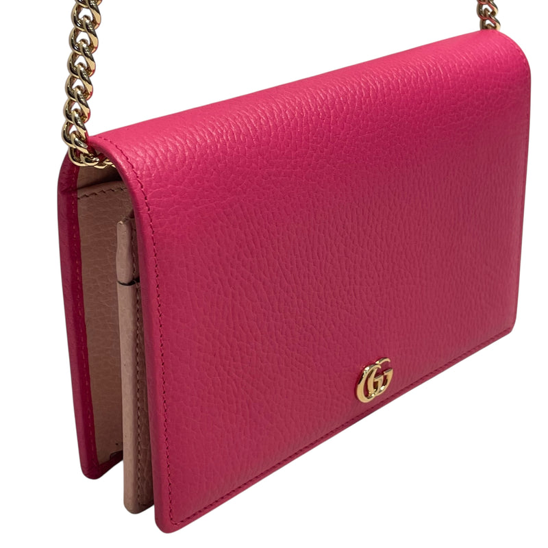 GUCCI/Cross Body Bag/Leather/PNK/MARMOT CHAIN WALLET