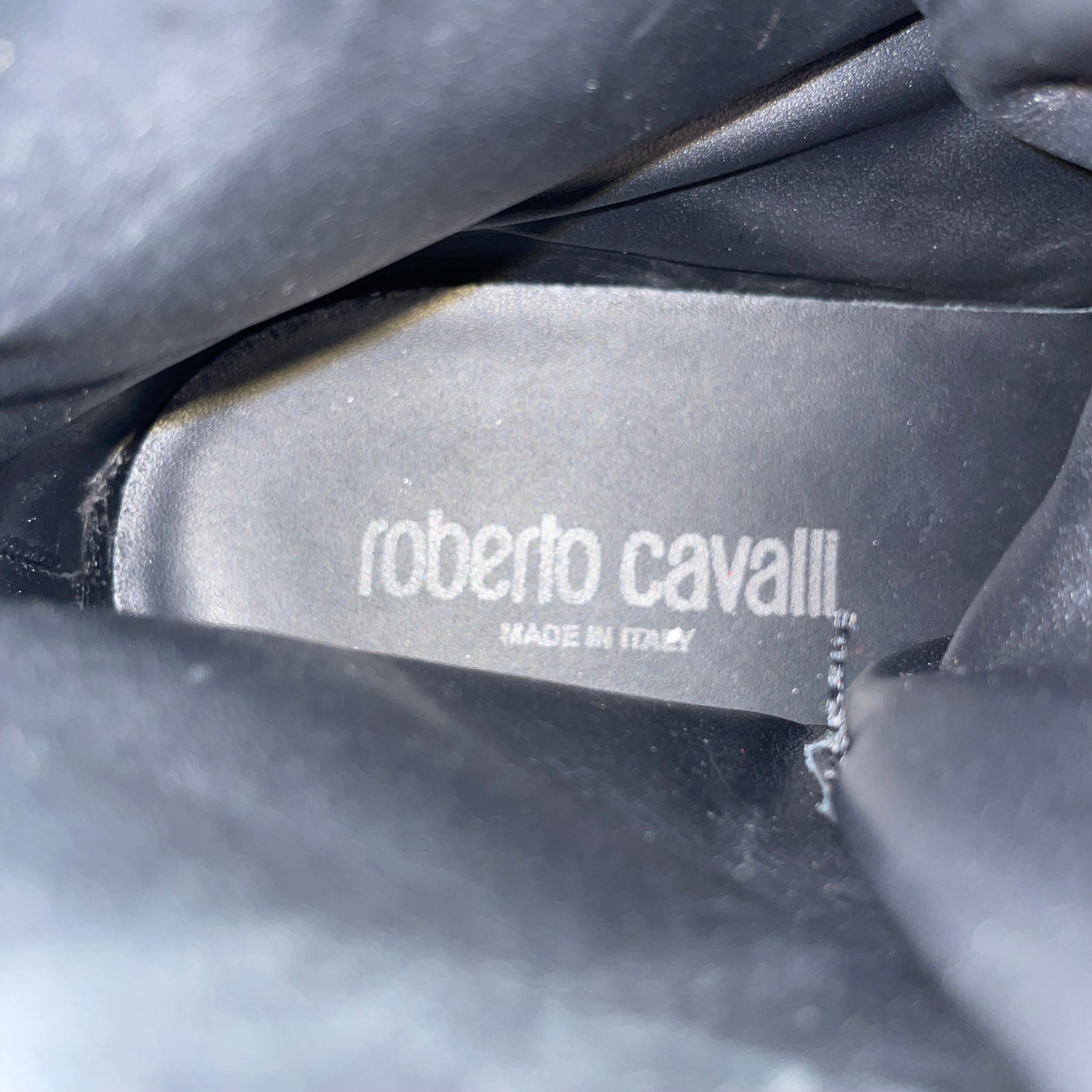 roberto cavalli/Lace Up Boots/US 9/Leather/BLK/gold bottom view 3
