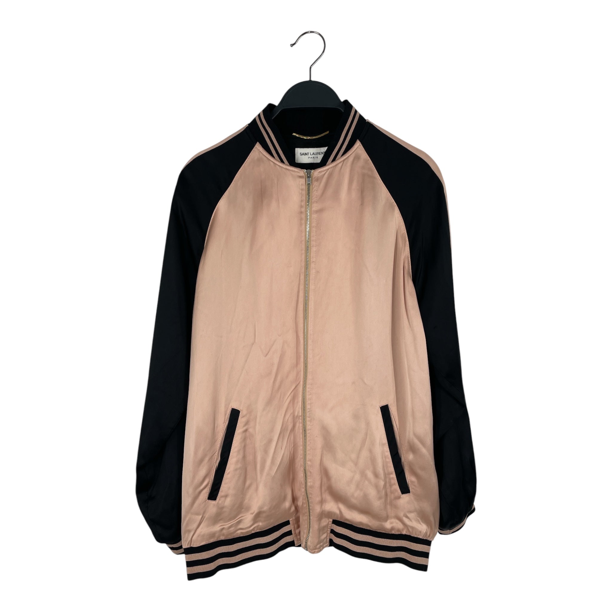 SAINT LAURENT/Jacket/S/PNK/ROSE GOLD/BLK SATIN JACKET view 1