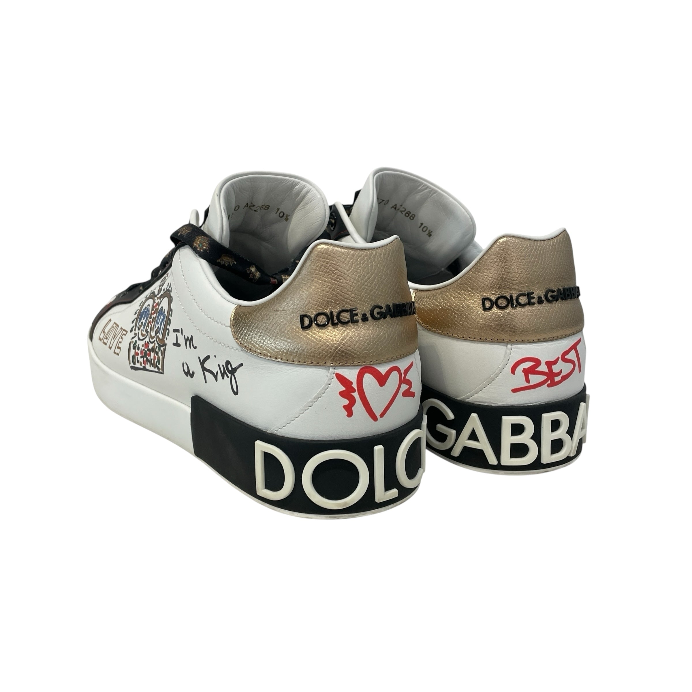 DOLCE&GABBANA/Low-Sneakers/US 10.5/Graphic/Leather/WHT/Port view 2