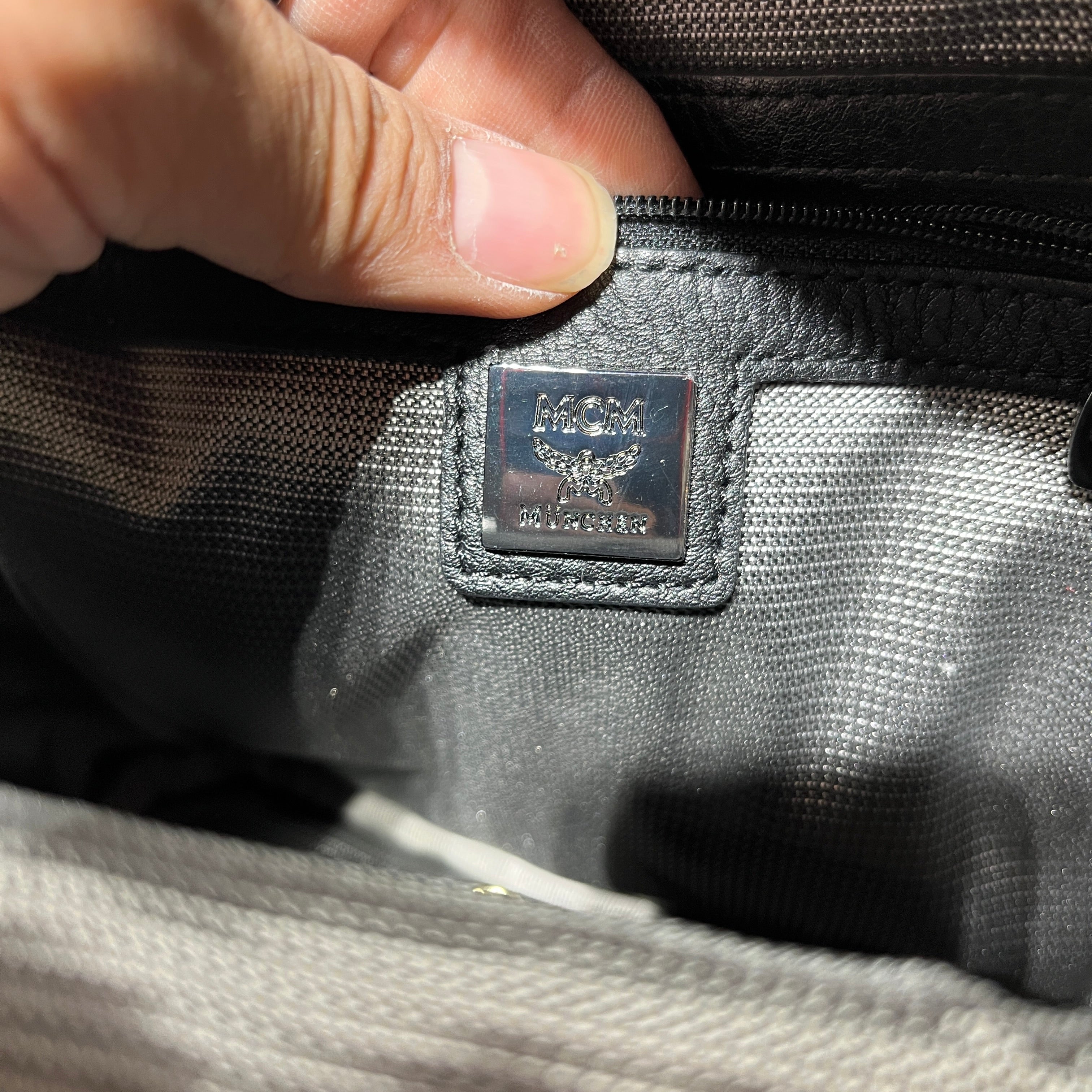 MCM/Backpack/Monogram/Leather/WHT/black studded mini view 5
