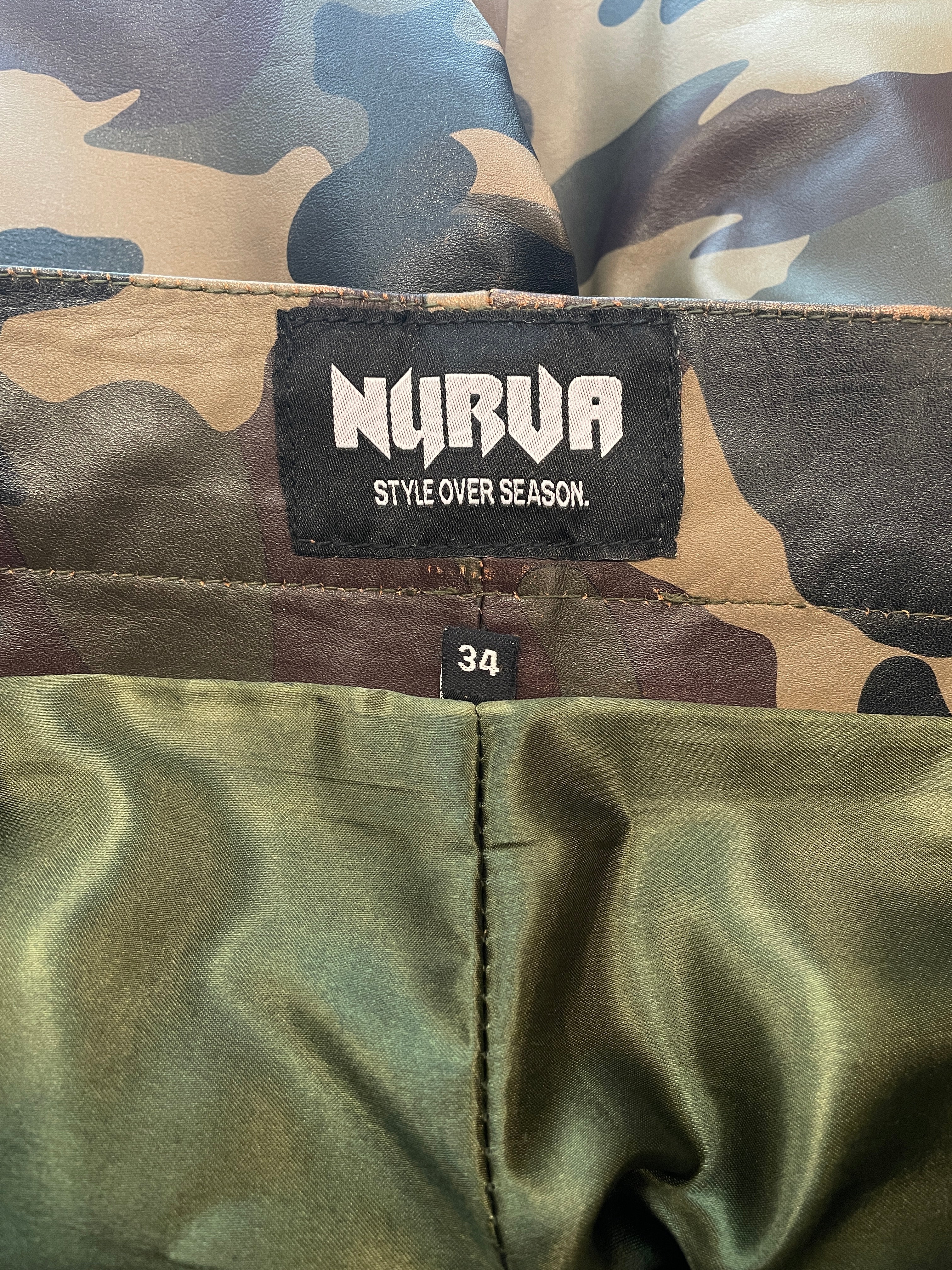 NYRVA/Shorts/4/Leather/GRN/Camouflage/LEATHER CARGO SHORTS/CAMO view 5