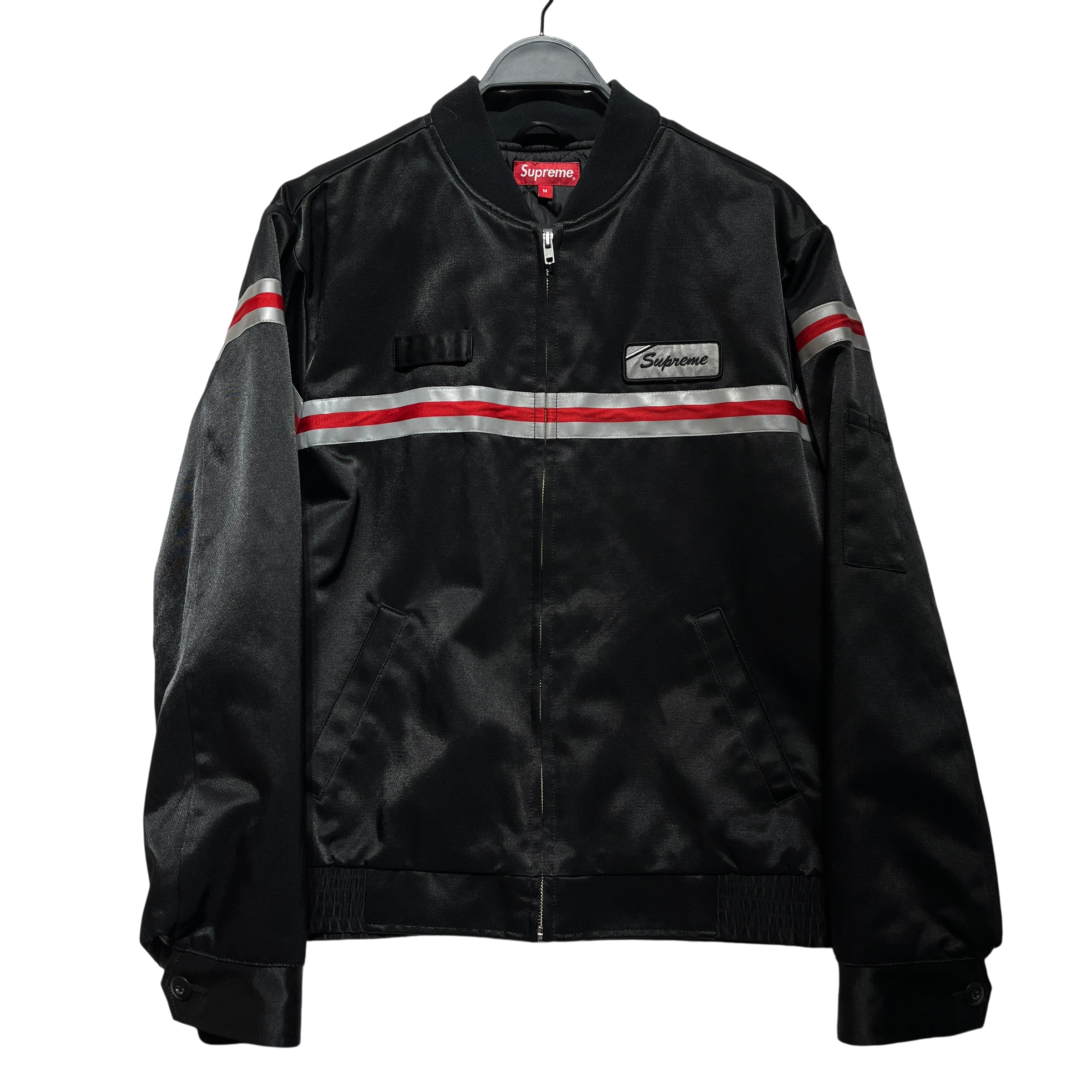 Supreme/Baseball Jkt/M/Nylon/BLK/Stripe/work jacket red stripe view 1