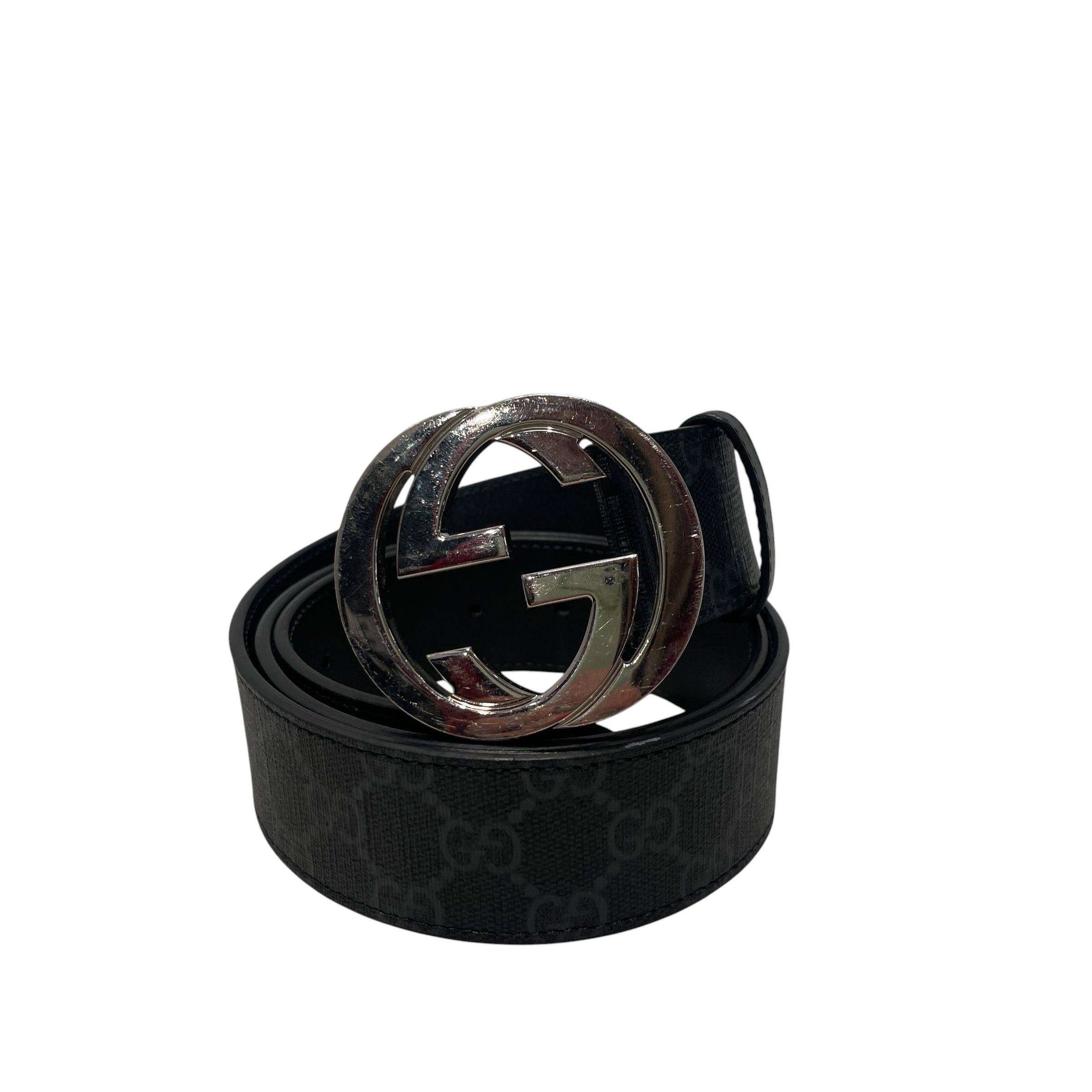 GUCCI/Belt/Leather/BLK/M's/BLACK GUCCI MONOGRAM view 1